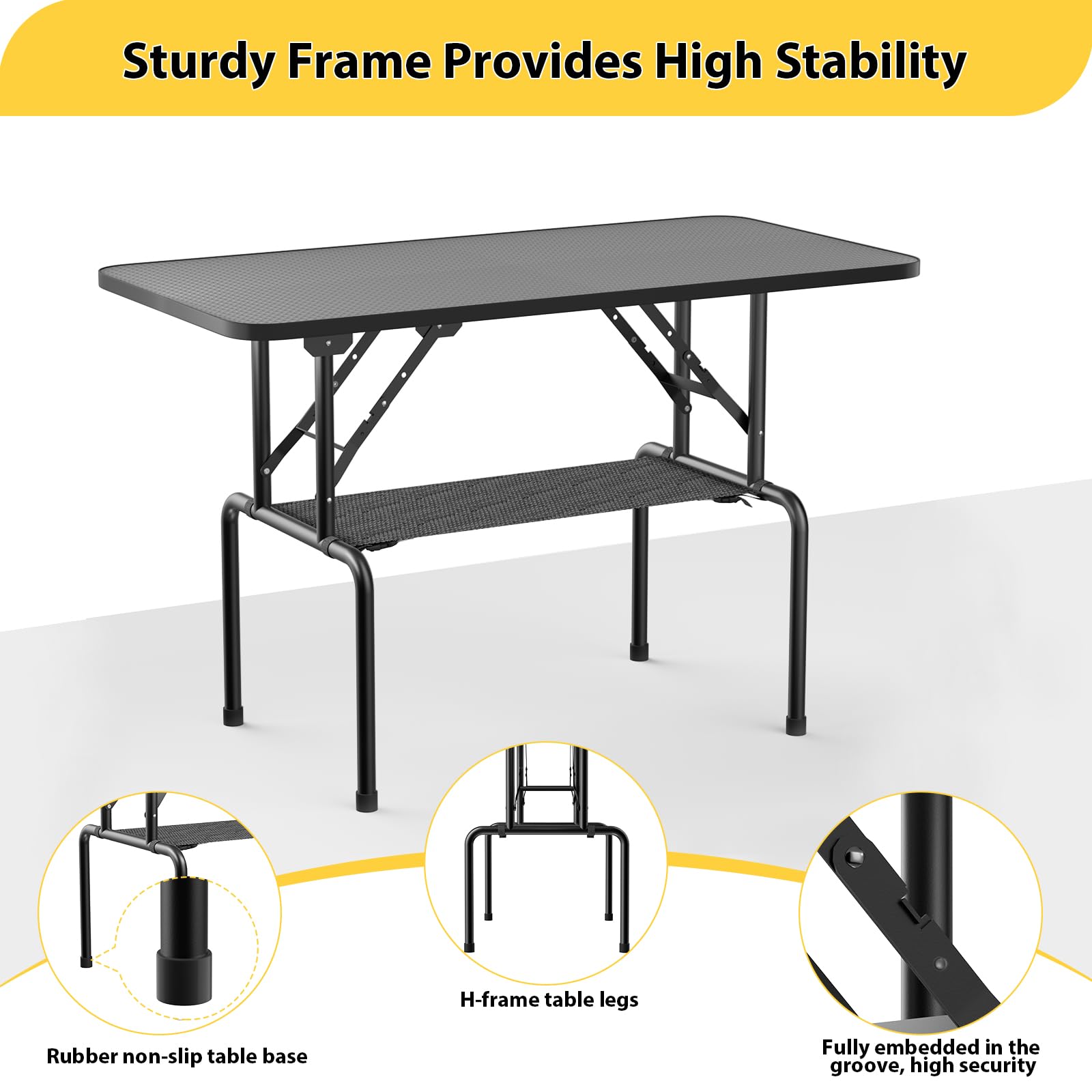 ROOMTEC 32 Inch Foldable Dog Grooming Table with Adjustable Arm, Nooses & Mesh Tray - Professional Pet Grooming Table for Home Use, Perfect for Bathing, Brushing & Nail Trimming