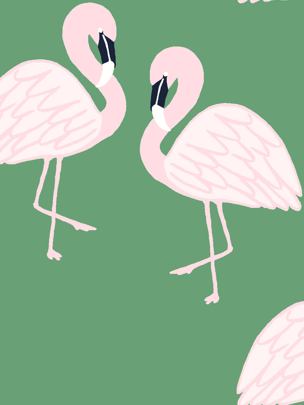 Flamingos Wallpaper by Tea Collection - Tropical Green Peel & Stick Removable Wallpaper for Nursery, Bedroom, Bathroom Decor