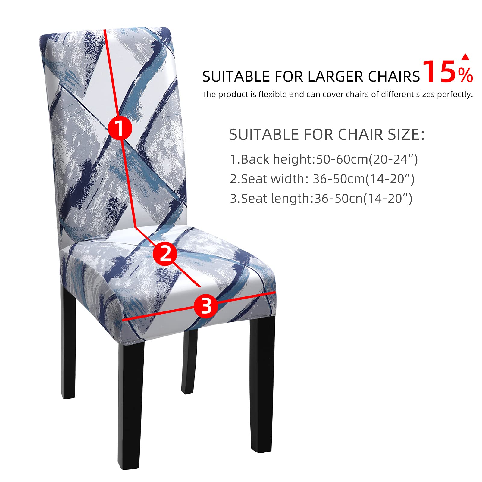 Stretch Spandex Dining Chair Covers - Washable & Removable Parson Chair Slipcovers for Kitchen, Dining Room & Office - Set of 4 (White/Gray) - Protects Chairs from Spills, Stains & Wear