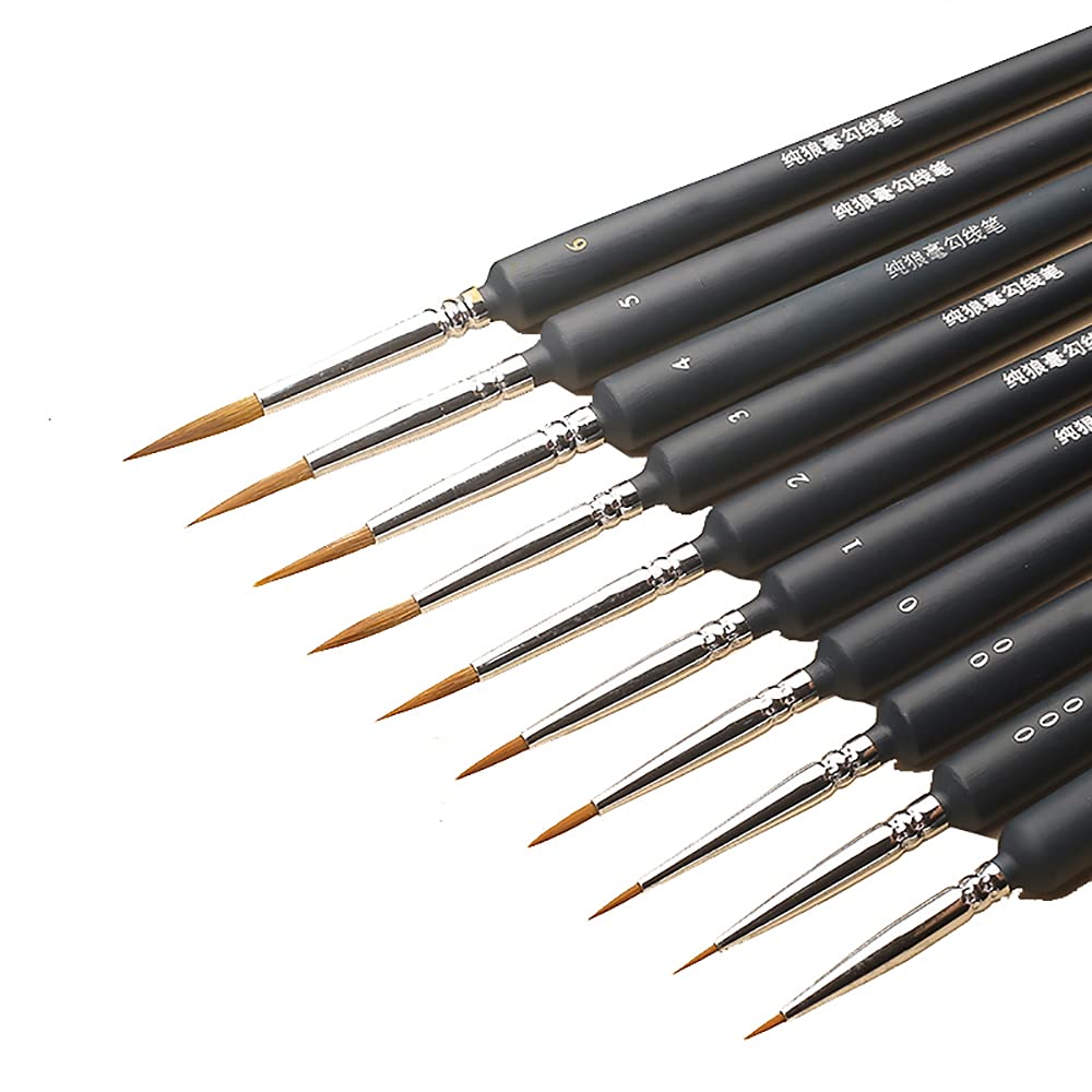 10-Piece Miniature Paint Brushes Set - Fine Tip Detail Brushes with Ergonomic Handle for Acrylic, Oil, Watercolor, Nail & Model Painting - Perfect for Artists, Hobbyists & DIY Crafts (Home Studio, Classroom, Travel Art Kit)