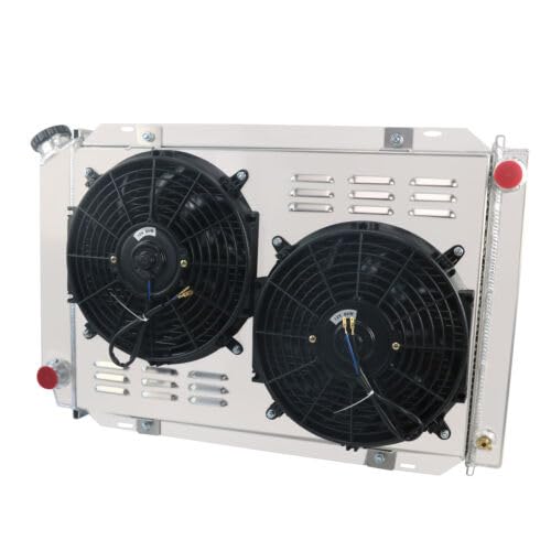 High-Performance 3 Row Aluminum Radiator for 1979-1993 Ford Mustang GT/LX 5.0L V8 Manual Transmission - Complete Cooling Kit with Shroud Fan & Thermostat Relay - Perfect for Street Racing, Off-Road & Hot Weather Driving