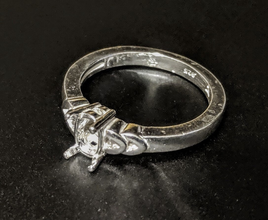 Solid Sterling Silver or 14kt Gold 7x5mm 20x15mm Oval Double Vee Shank Ring Setting - Size 7 (163847/143847) - Perfect for Engagement Rings, Wedding Bands & Jewelry Making