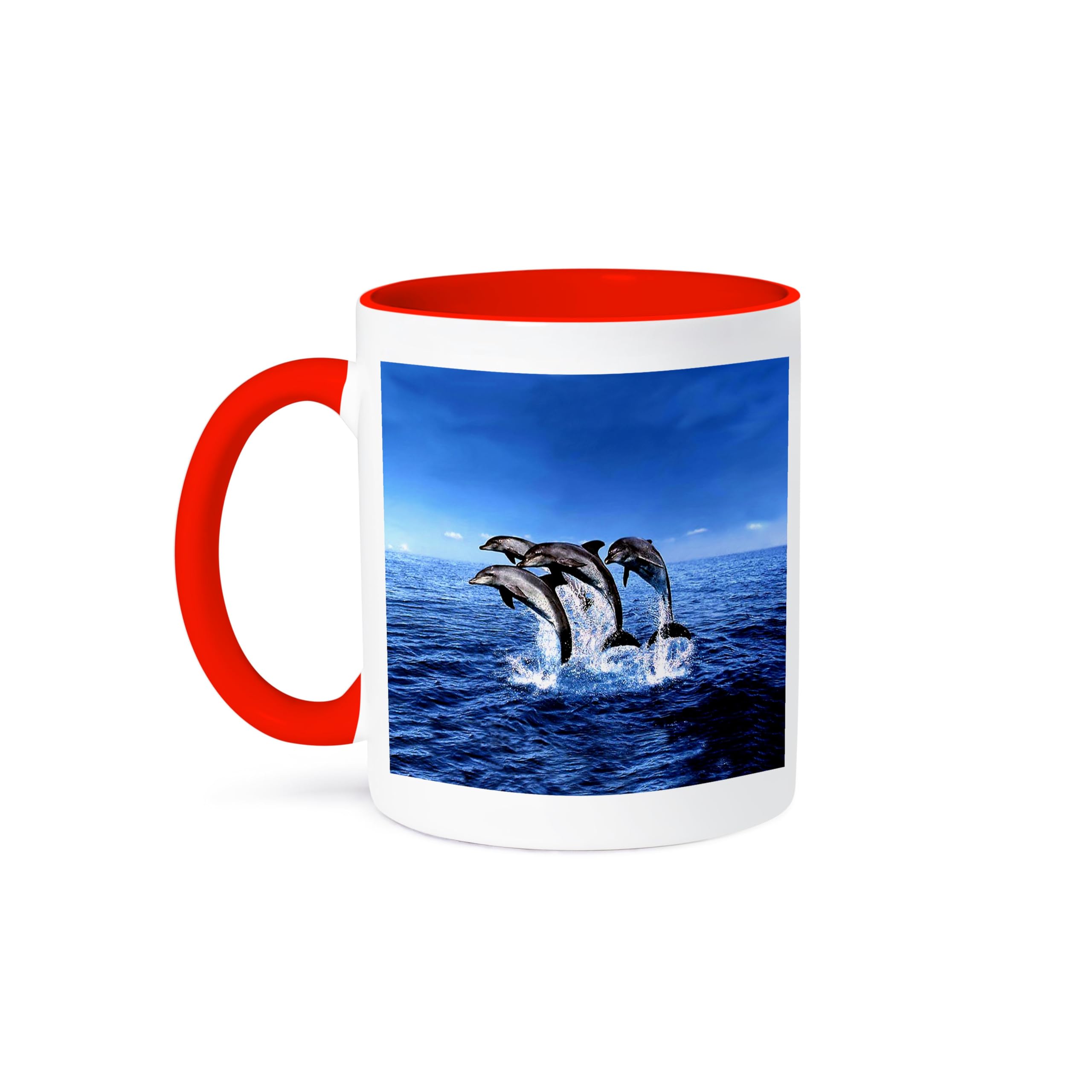 3D Printed Dolphins Ceramic Coffee Mug - 11oz Insulated Travel Mug with Handle - Perfect for Tea, Coffee & Hot Drinks at Home, Office or Gifts