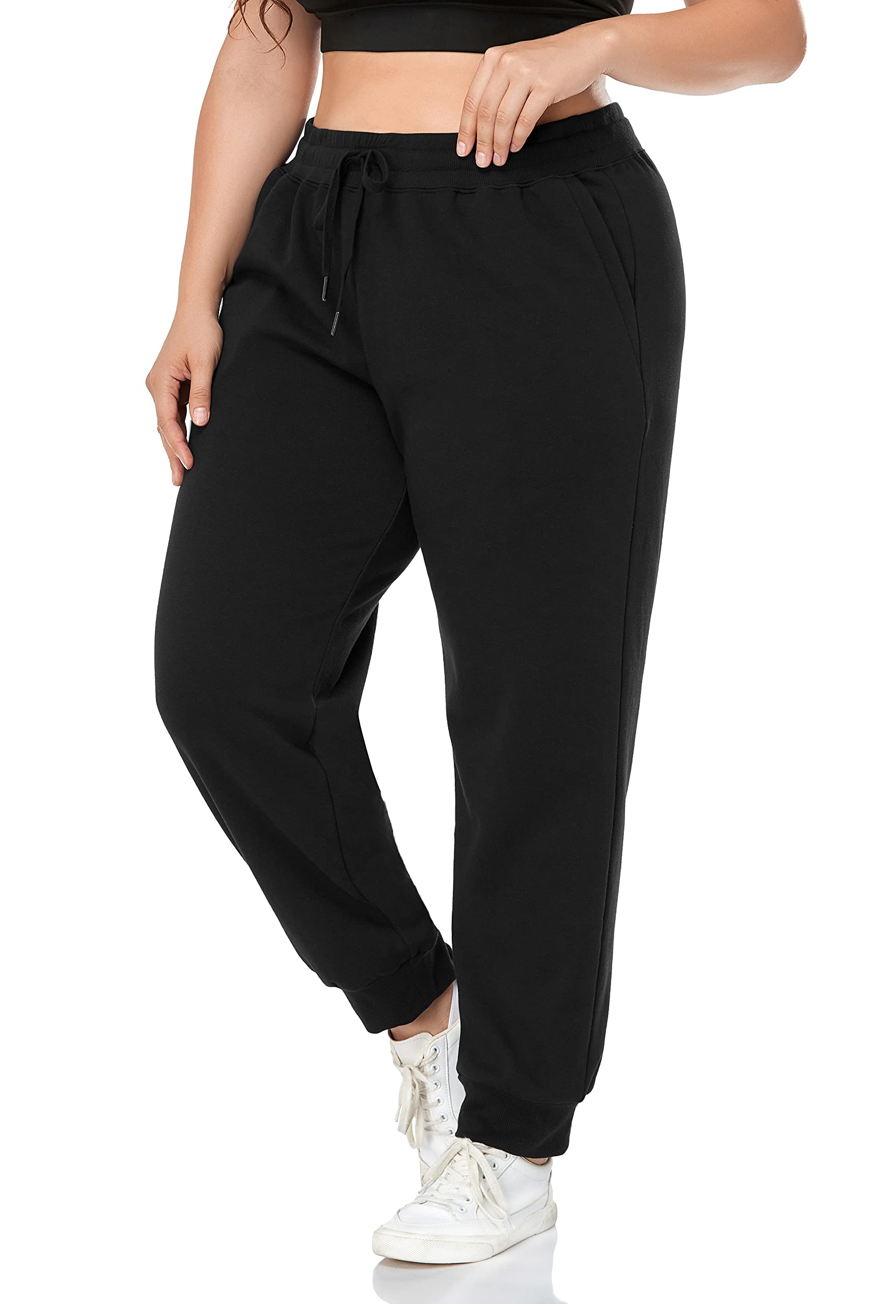 ZERDOCEAN Women's Plus Size Fleece Lined Sweatpants - Relaxed Fit Workout & Athletic Jogger Pants with Soft Fleece Lining for Winter, Yoga, Running & Lounge Wear