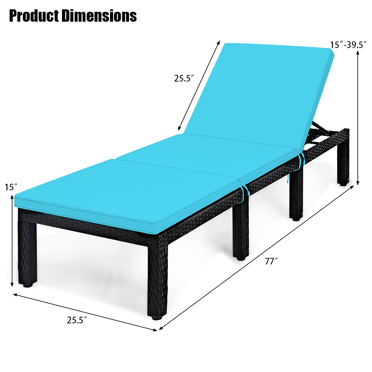 Premium Outdoor Rattan Lounge Chair - Adjustable Reclining Wicker Chaise with Cushion for Patio, Poolside & Garden Relaxation | Durable Weather-Resistant Patio Furniture for Backyard, Deck & Sunbathing