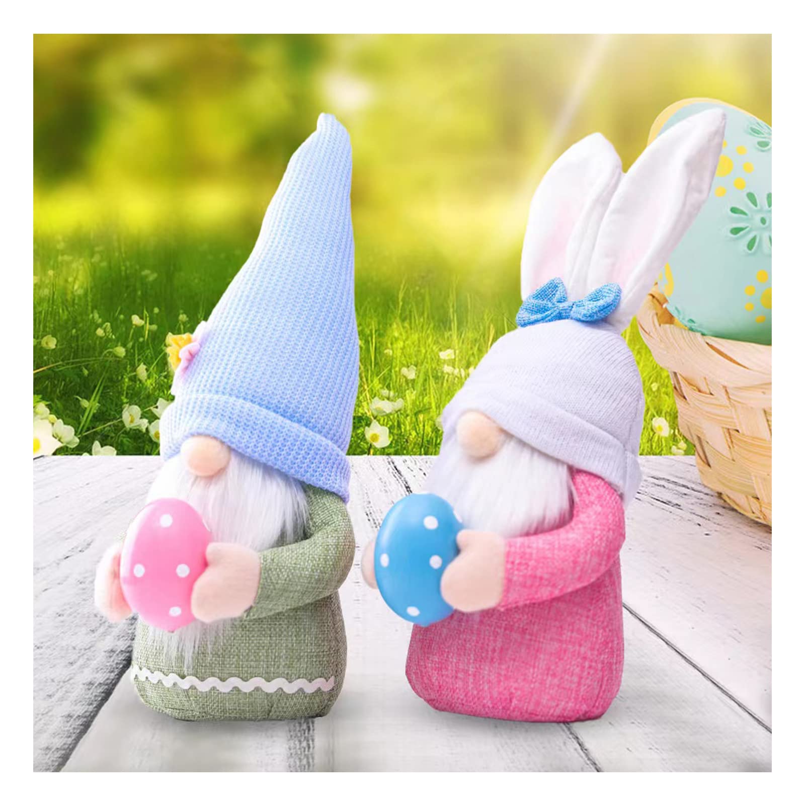 2PCS Easter Gnome Faceless Plush Dolls - Cute Easter Decorations for Kids, Home & Holiday Gifts | Perfect for Easter Basket Stuffers, Spring Home Decor & Party Favors