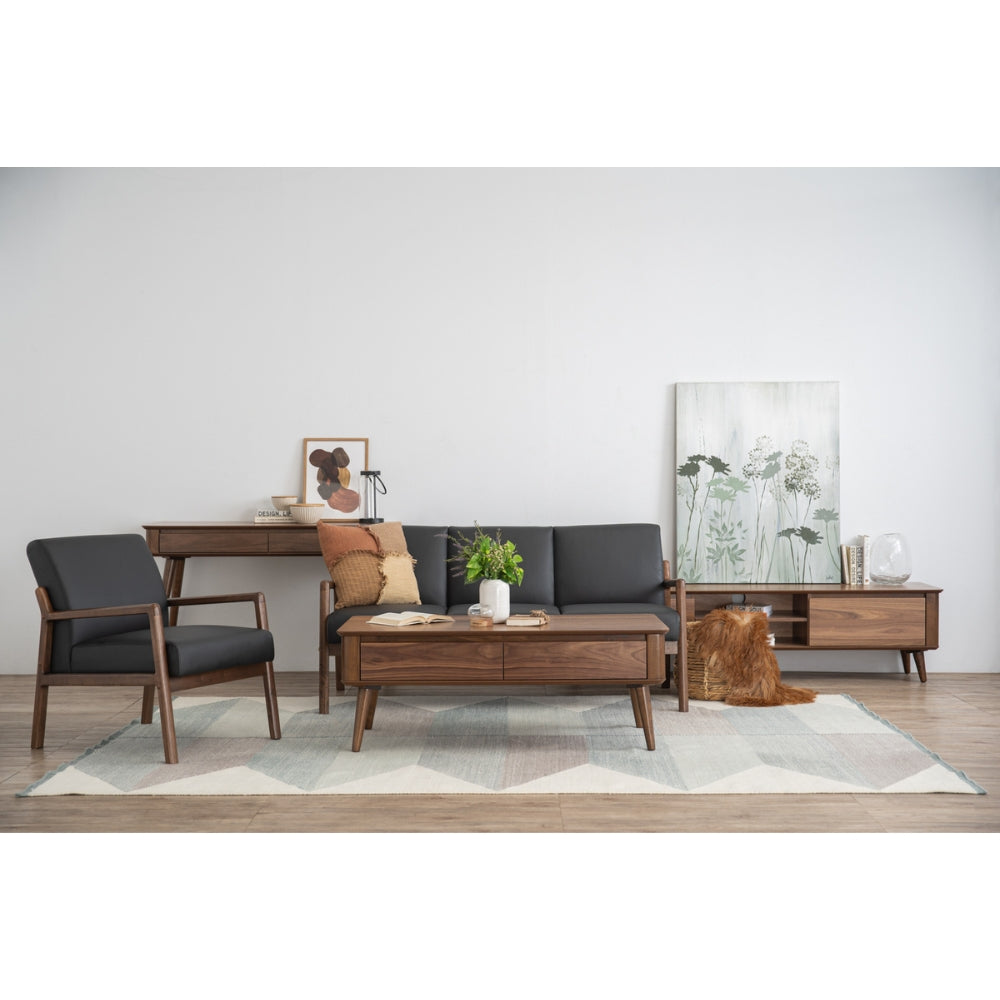 Premium Black & Walnut MENDO Lounge Chair - Modern Accent Chair for Living Room, Bedroom & Office - Perfect for Relaxing, Reading & Home Decor