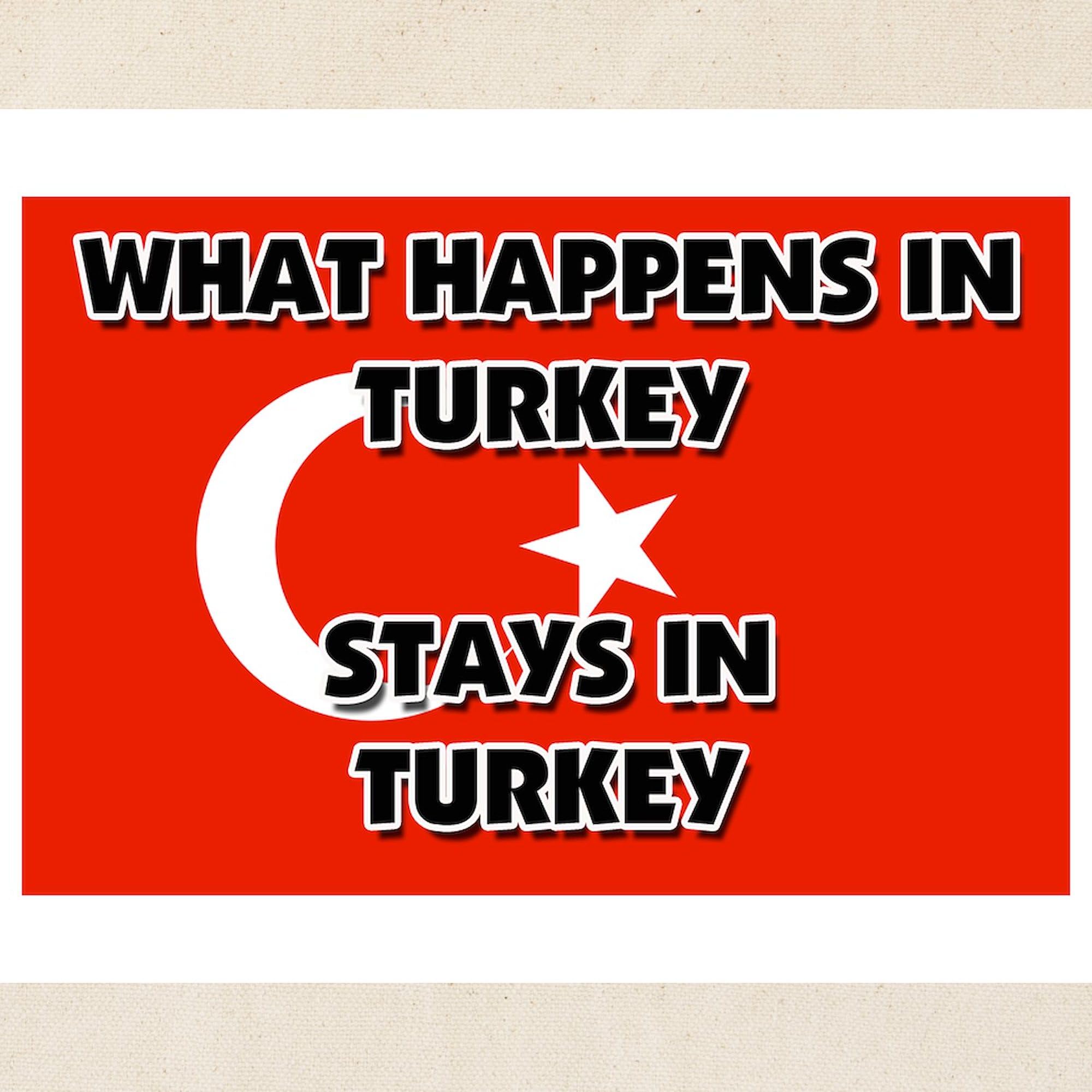 Stylish Natural Canvas Tote Bag - Reusable Shopping Bag with 'What Happens in Turkey Stays There' Print | Perfect for Groceries, Beach Trips & Travel Accessories
