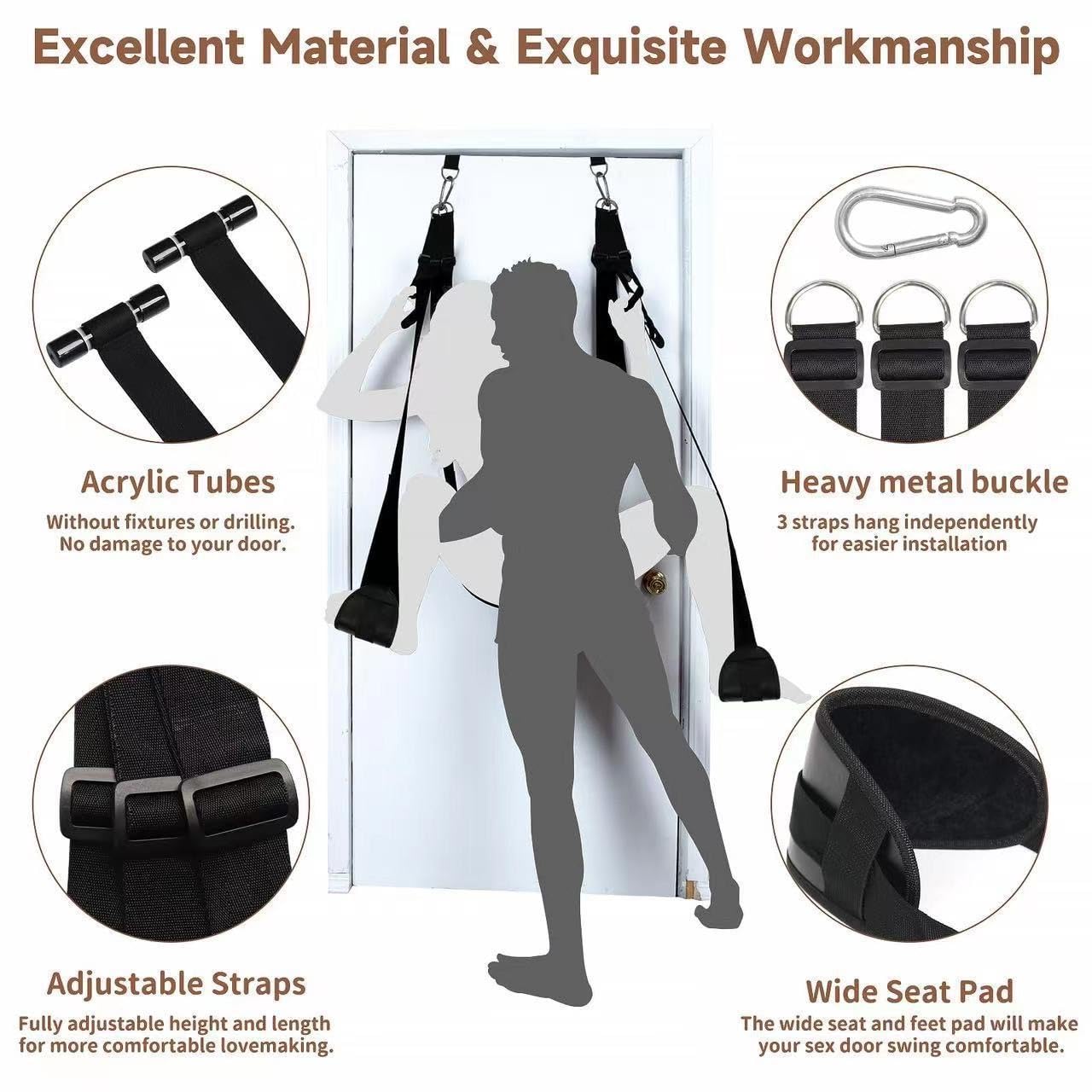 300LBS Heavy Duty Over The Door Sex Swing for Couples - Adult Hanging Sling for Bedroom, Bondage & BDSM Play - Durable Sex Furniture for Spice Up Intimacy & Fitness Training