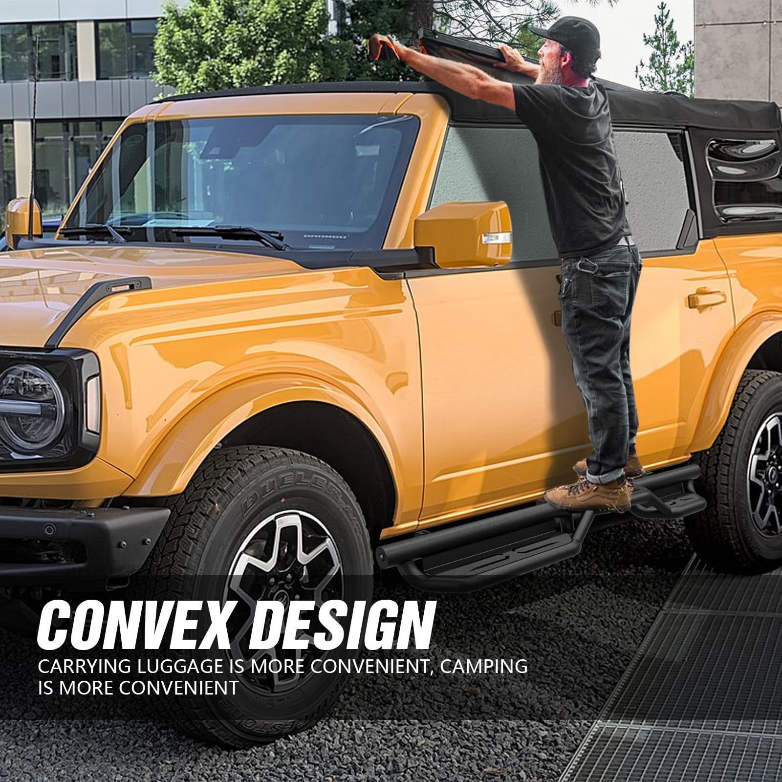 Heavy-Duty Running Boards Side Steps for 2021-2025 Ford Bronco 4 Door (Excluding Sport Model) - 2-Step Design Nerf Bars with Anti-Slip Step Plates & Rock Slider Rails | Perfect for Off-Roading, Camping & Daily Use