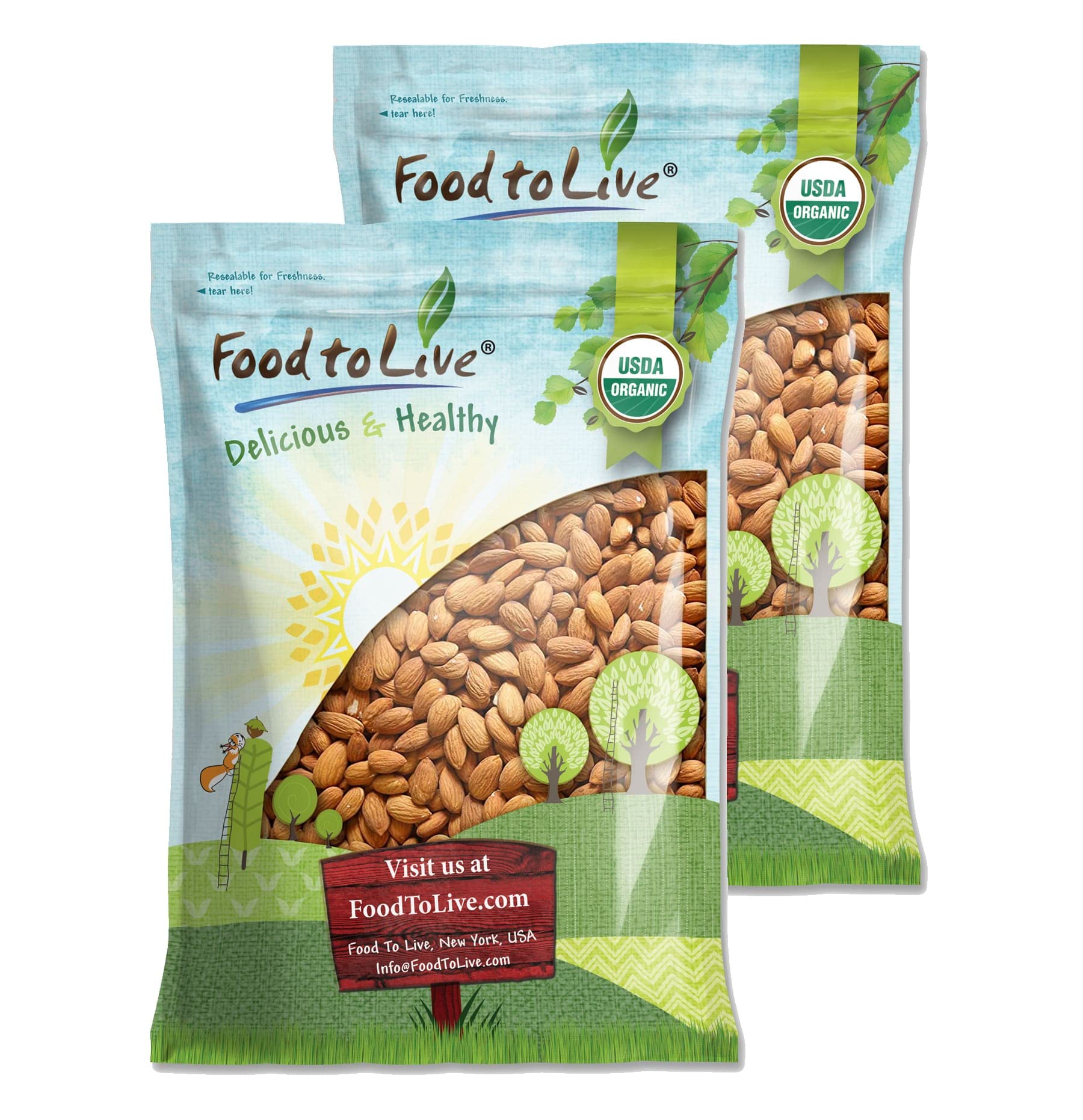 Food to Live Organic Almonds, 15 Pounds - Non-GMO, Whole, Raw, Shell-Free, Unsalted, Vegan, Kosher, Bulk | Keto & Paleo Friendly Snack | Rich in Vitamin E & Protein | Perfect for Almond Milk, Nut Butter, Baking & Healthy Desserts | Ideal for Smoothies, Salads & Meal Prep