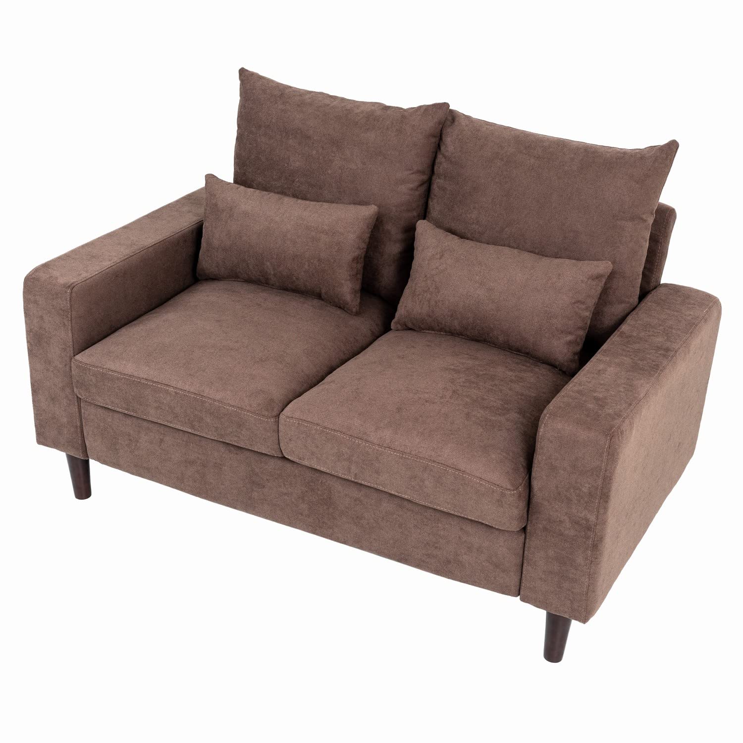 Panana 2-Seater Loveseat Sectional Sofa Couch with Convertible Ottoman Footstool - Brown Modern Apartment Furniture Set for Living Room, Small Space & Studio Decor