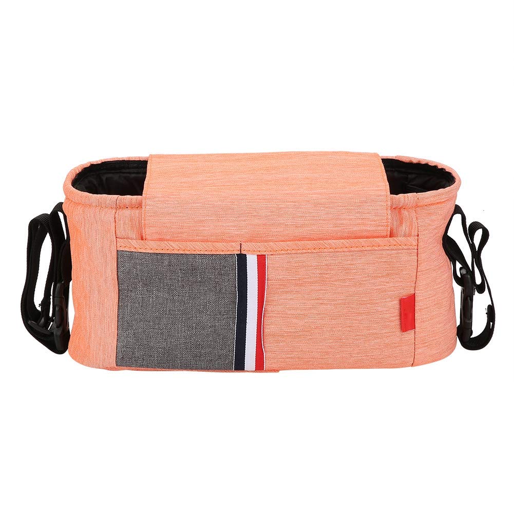 Waterproof Stroller Organizer Bag - Baby Diaper Bag with Multiple Pockets, Mummy Bag for Essentials (Orange Pink) | Perfect for Strollers, Car Seats & Travel Accessories