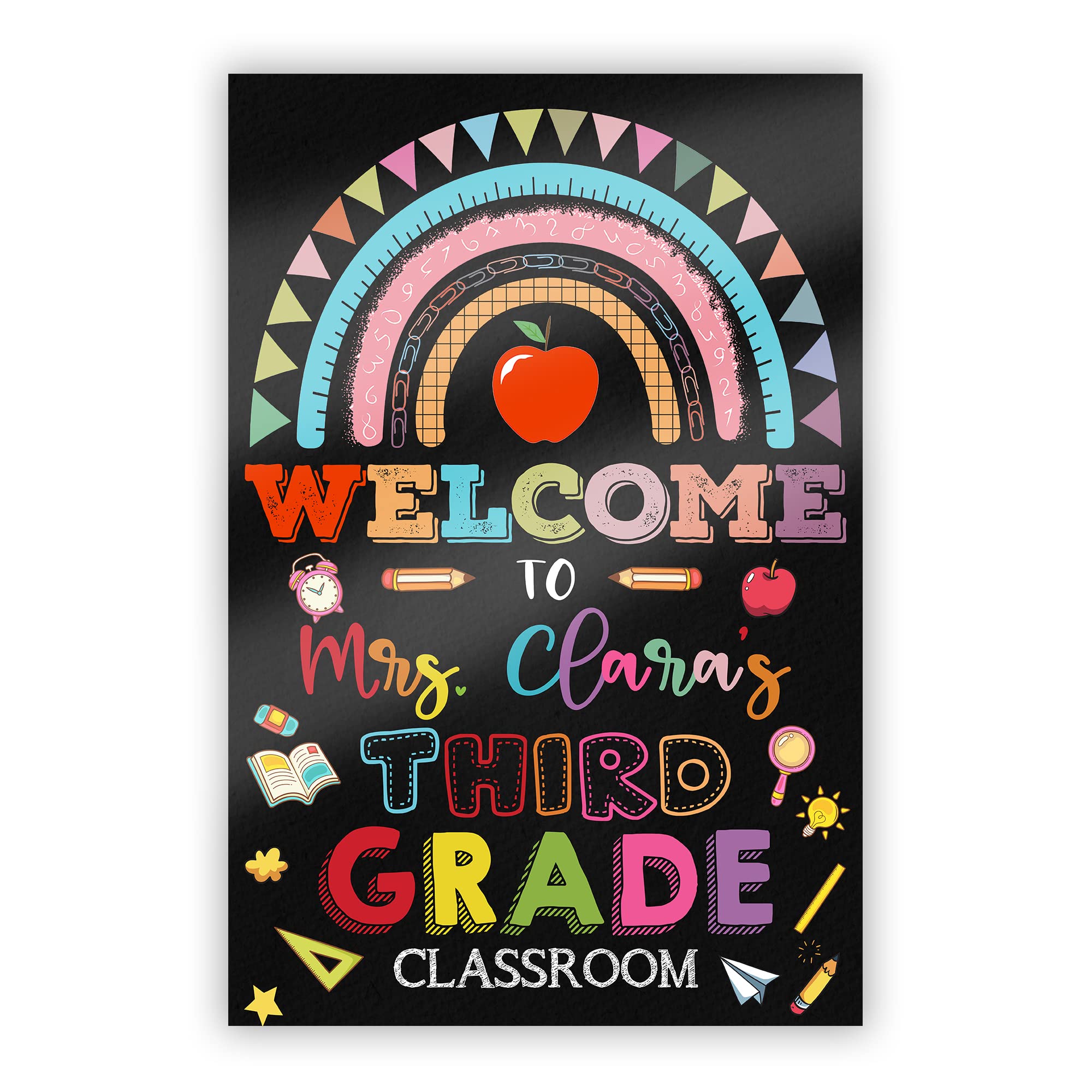 Custom Welcome Back to School Poster - Personalized Classroom Decoration, Teacher Appreciation Gift & Grade Level Sign for Kindergarten - Perfect for Classroom Door Decor, First Day Photos & School Year Memories