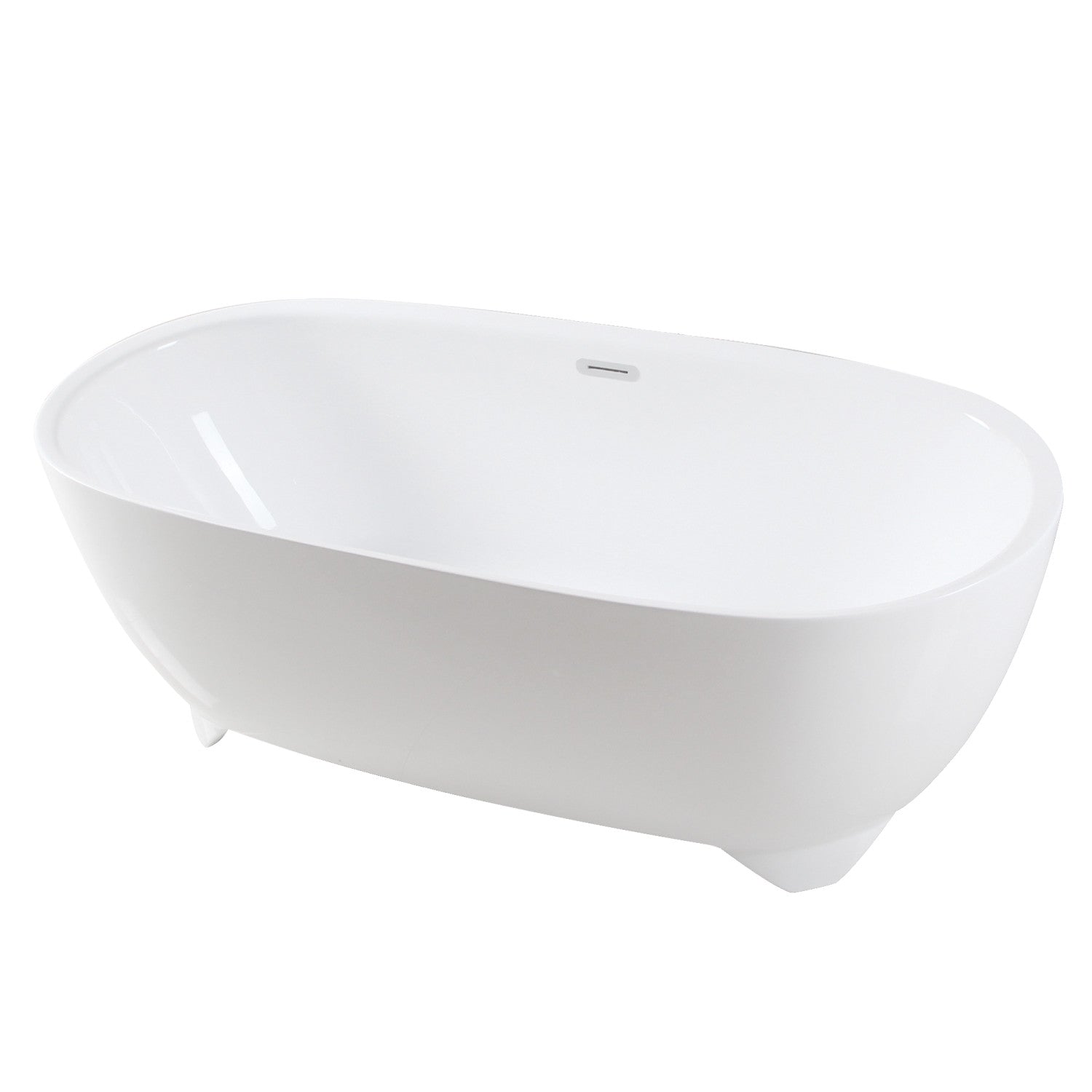 Aqua Eden 67-Inch Freestanding Acrylic Oval Bathtub with Drain - Glossy White - Double Ended Soaking Tub for Luxury Bathrooms & Spa Retreats