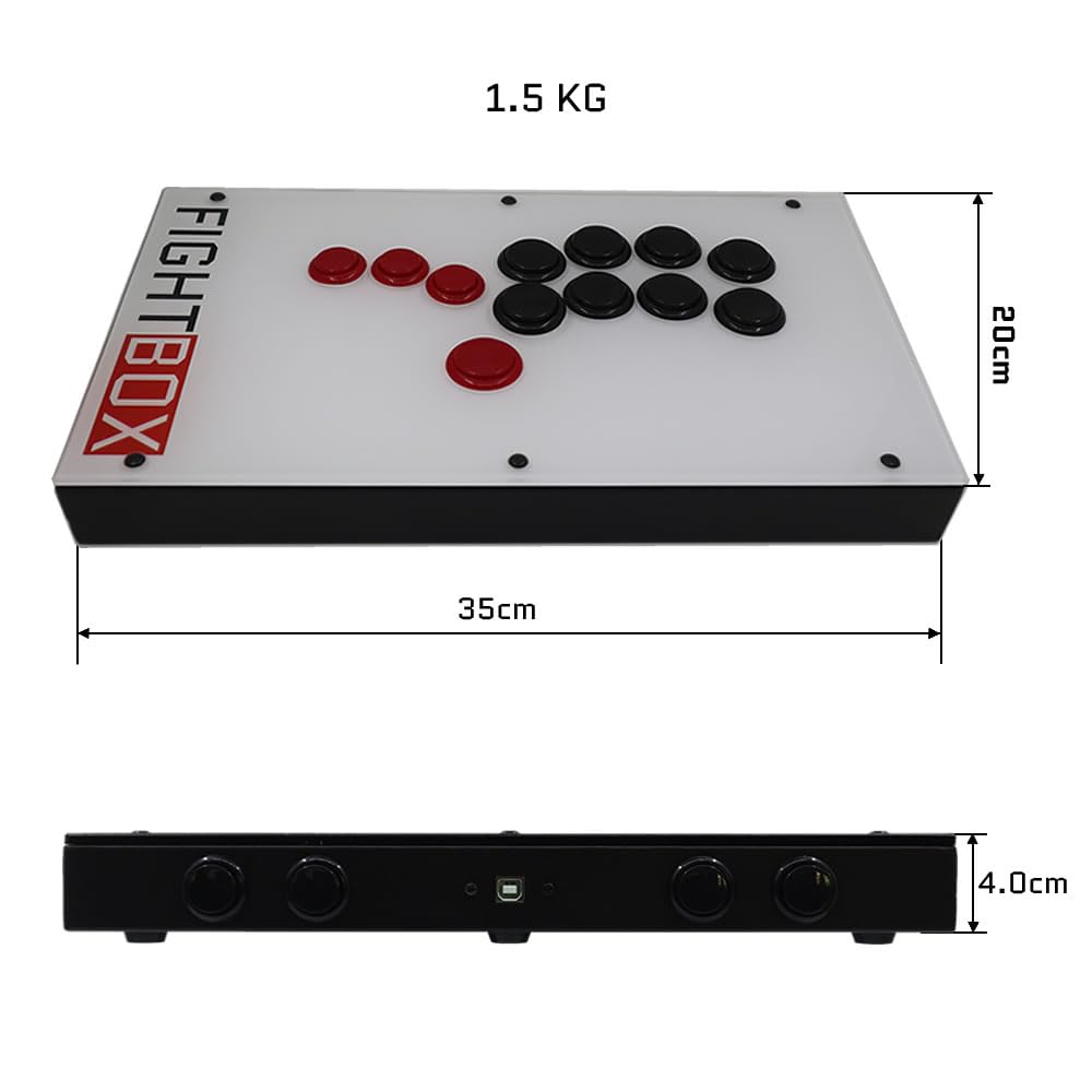 FightBox F9-PC All Button Leverless Arcade Fight Stick Game Controller for PC, PS3, Nintendo Switch - Perfect for Fighting Games, Retro Gaming & Esports Tournaments