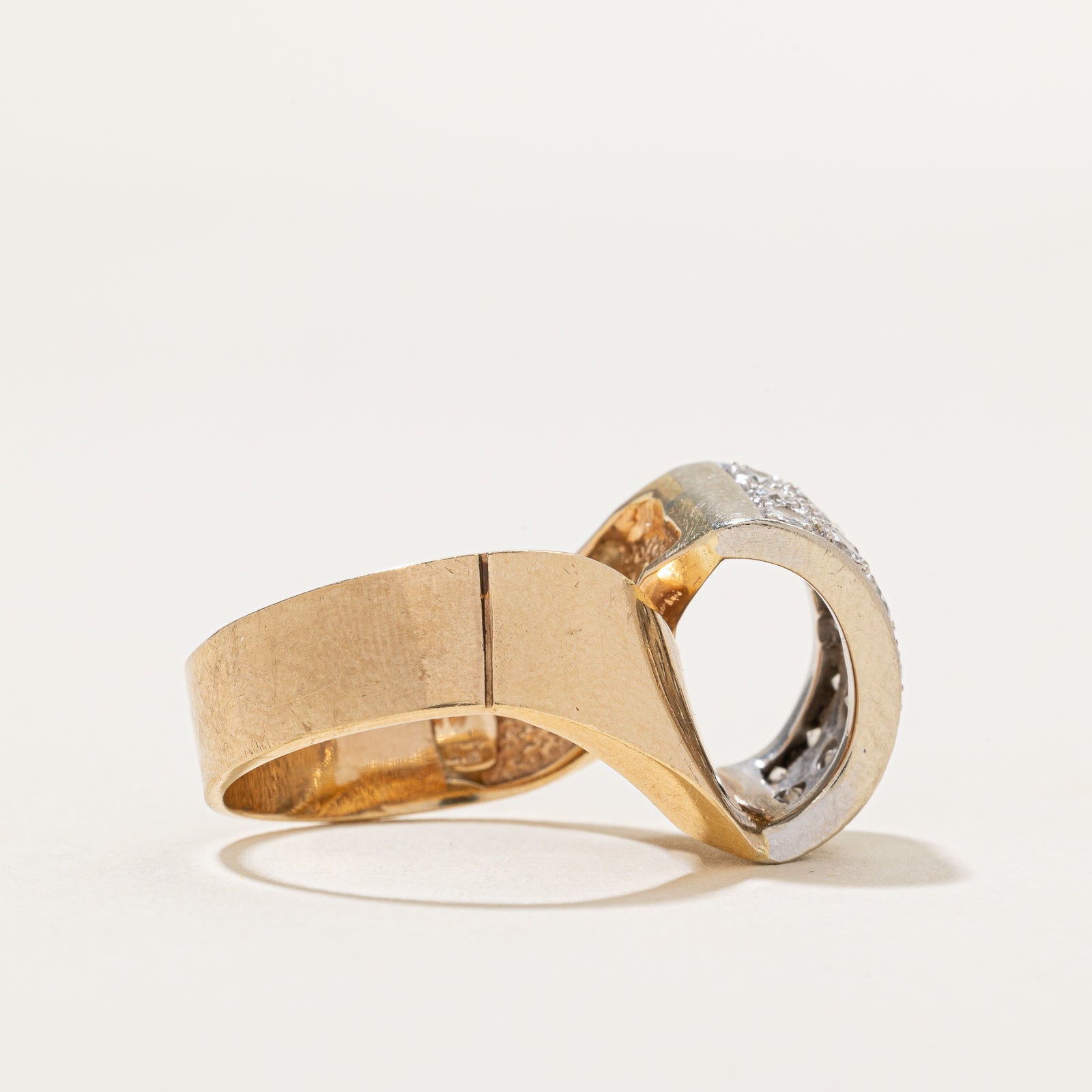 14K Gold Diamond Open High Looped Cocktail Ring - 1.02 Carat Total Weight (CTW) - Size 7.75 - Elegant Statement Jewelry for Evening Parties & Special Occasions