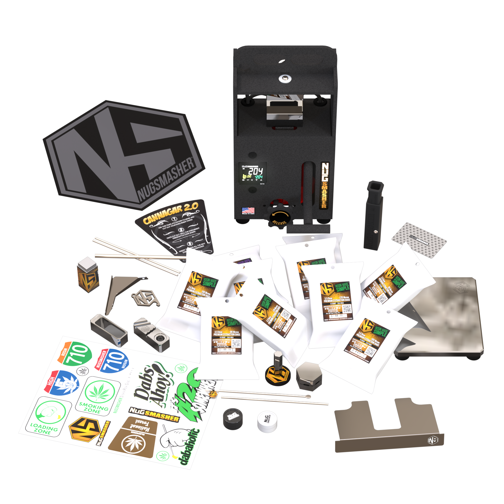 NugSmasher Mini 2 Ton Rosin Press Kit with Accessories - Portable Hydraulic Heat Press for DIY Rosin Extraction at Home, Perfect for Concentrate Enthusiasts & Small Batch Processing