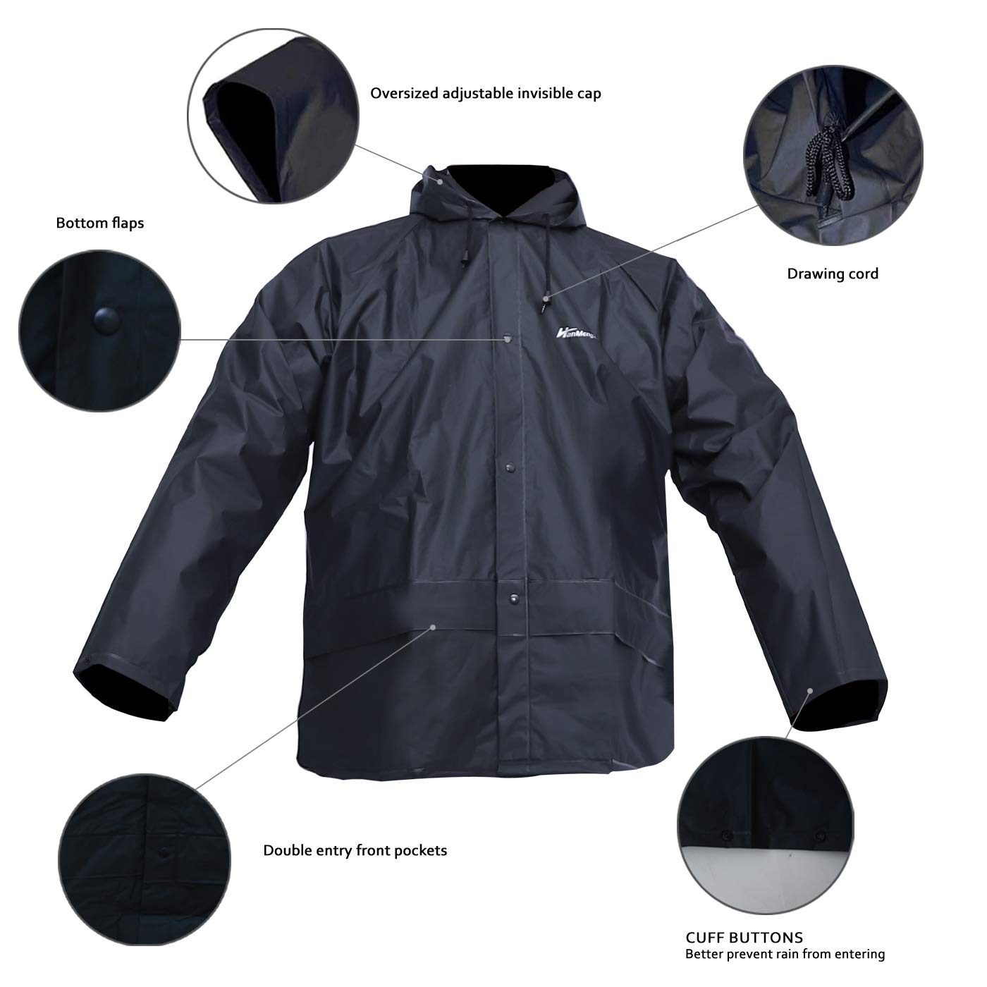 Men's Waterproof Rain Suit - Ultra-Light Rain Jacket & Pants Set for Outdoor Work, Hiking & Fishing | All-Weather Rainwear Gear