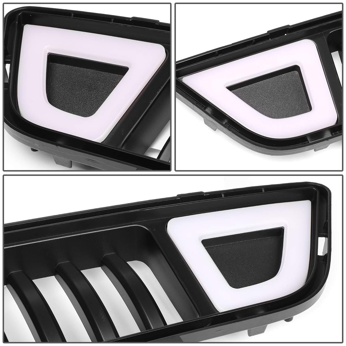 Auto Dynasty LED DRL Vertical Fence Style Front Lower Bumper Grille for Ford Mustang Base/EcoBoost/GT (2015-2017) - Upgrade Your Ride with Stylish Daytime Running Lights for Enhanced Visibility & Aggressive Look