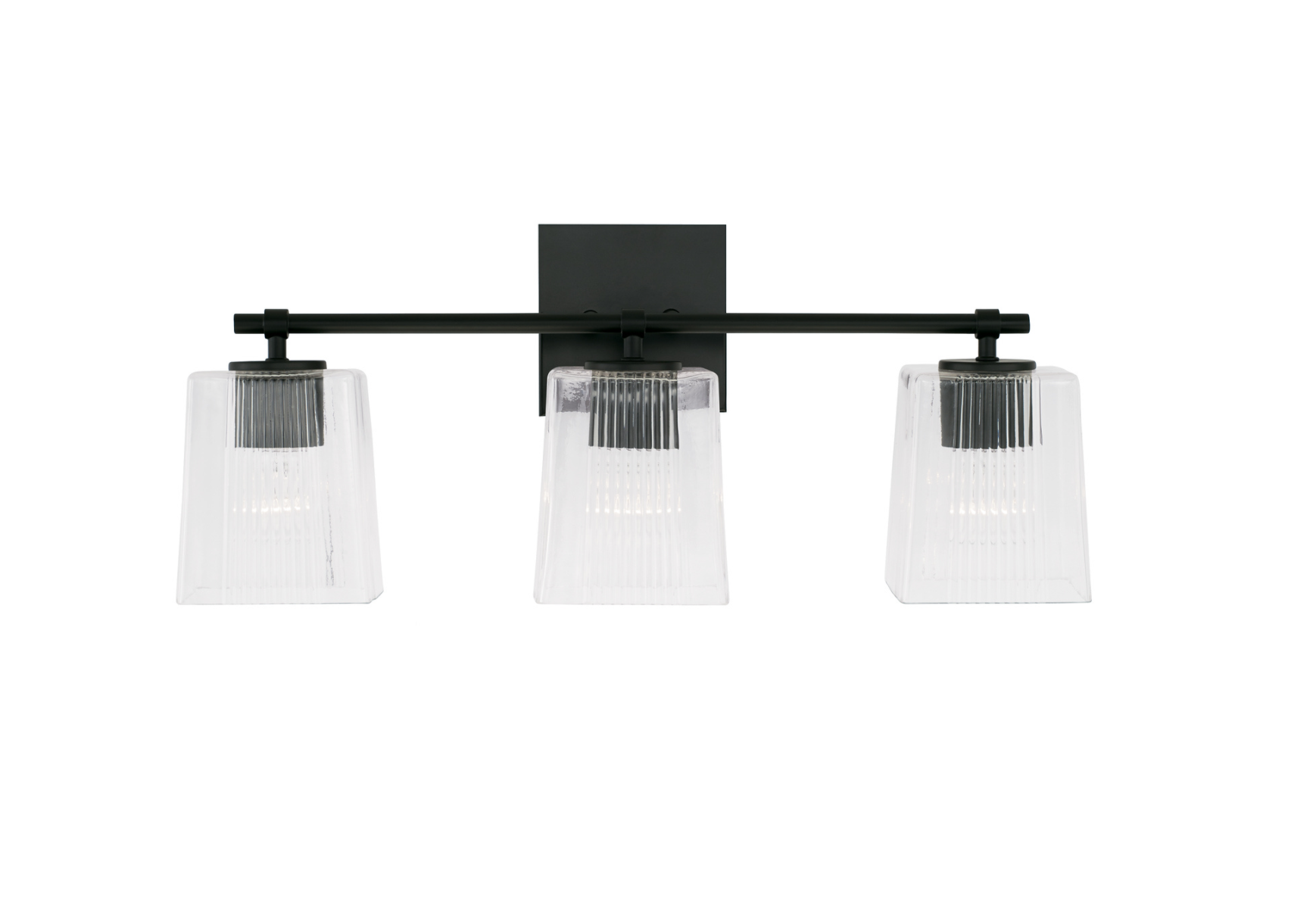 Sandra Matte Black Vanity Light - Modern Bathroom Wall Sconce with Clear Glass Shades for Makeup Mirror Lighting, Bedroom Dressing Room Decor