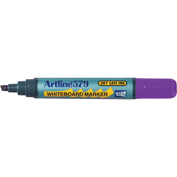 Artline 579 Whiteboard Markers - 5mm Chisel Tip, Purple (Pack of 12) - Ideal for Office, Classroom & Home Whiteboard Presentations