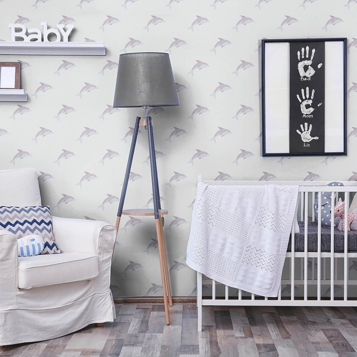 Silver and Gray Animals Baby Peel and Stick Removable Wallpaper - Self-Adhesive Nursery Decor for Kids Room, Bedroom, Playroom - Easy to Install & Remove