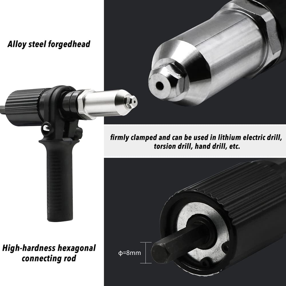 Electric Rivet Nut Machine Kit - Cordless Riveting Drill Accessories, Core Pull Attachments & Insert Nut Tools for DIY, Auto Repair & Metalworking Projects