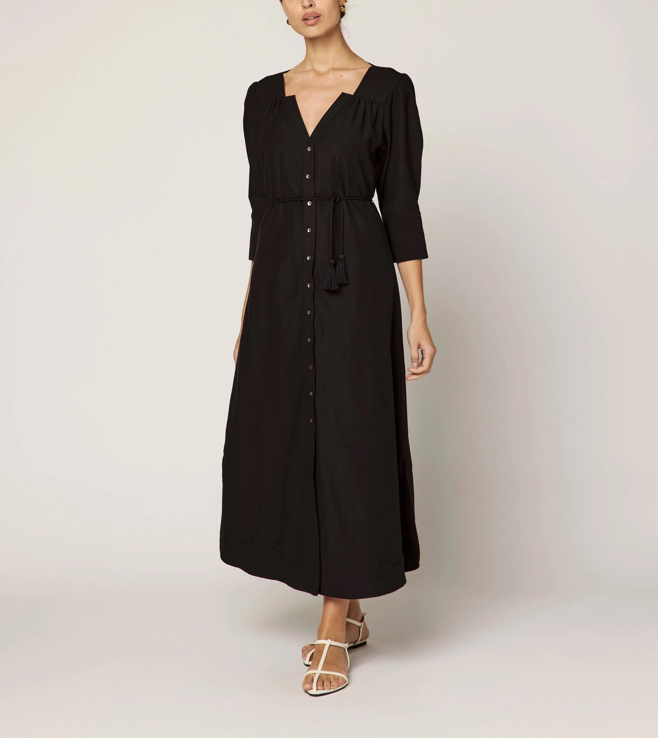 Paria Midi Dress for Women - Elegant Black Flowy Summer Dress | Perfect for Beach Vacation, Date Night & Casual Outings