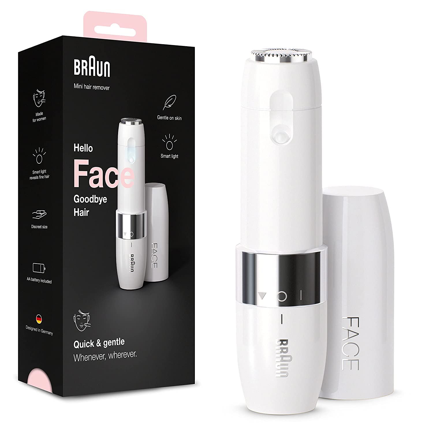 Braun Silk-épil 9 Epilator for Women - 40 Tweezers for Long-Lasting Smooth Skin, Includes Mini Facial Hair Remover - Portable Cordless Design (White, FS1000) - Perfect for Travel, Home Use & Sensitive Areas