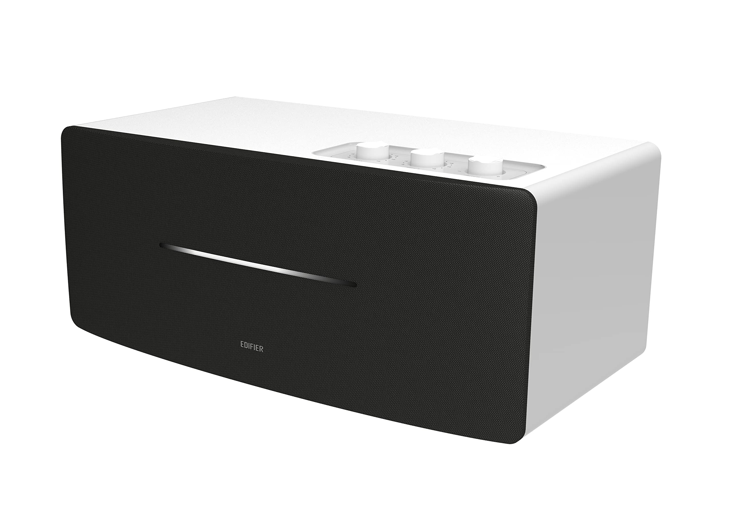 Edifier D12 Bookshelf Speaker - 70W RMS Stereo Bluetooth Speaker with Subwoofer Line Out - Wireless Computer Speaker for Desktop, Home Theater, Gaming & Music (White)