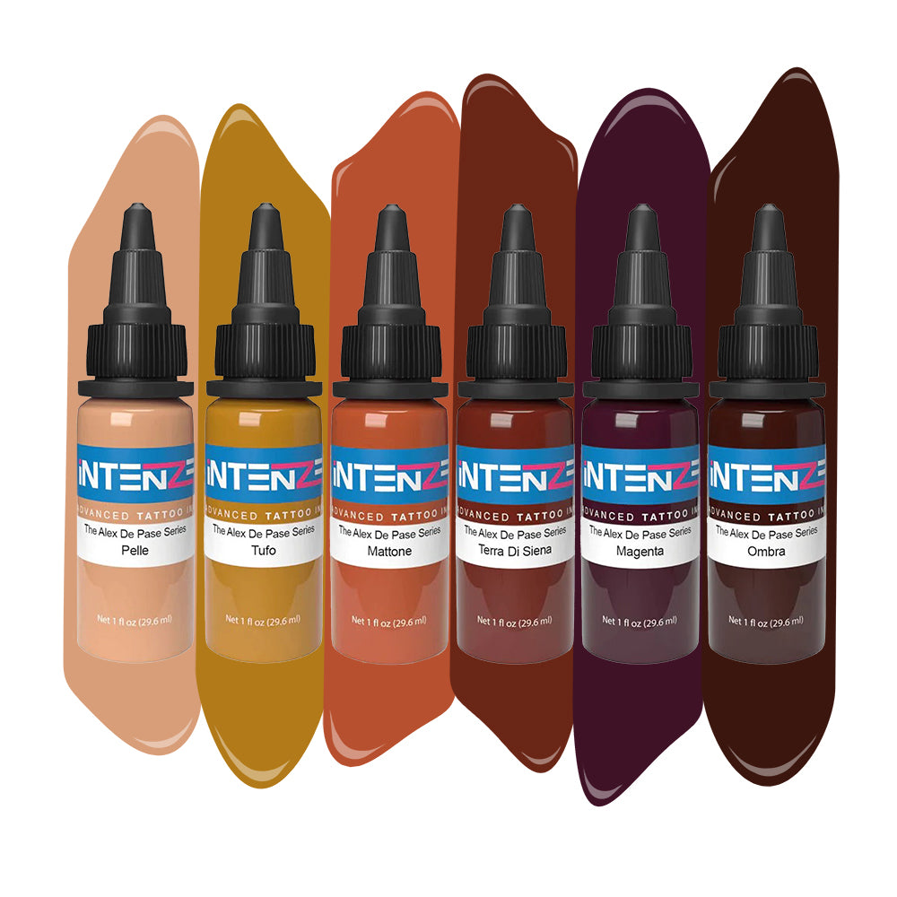 Alex De Pase Advanced Fleshtone 1oz Tattoo Ink Set - Professional Intenze Tattoo Ink for Realistic Skin Tones - 6 Bottles Kit for Tattoo Artists & Body Art Professionals - Perfect for Portrait, Realism & Cover-Up Tattoos