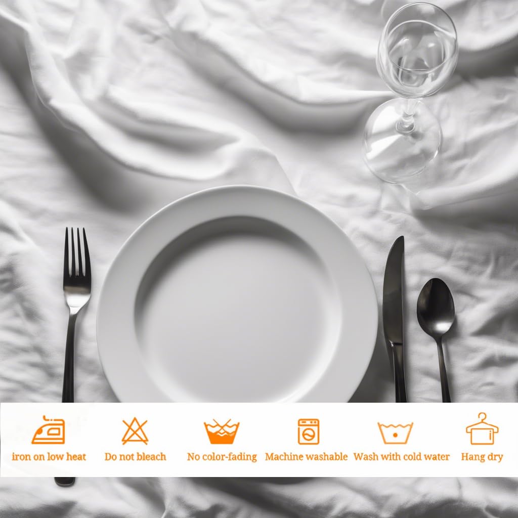 Premium 52x52 Inch White Square Tablecloth - Washable Polyester Fabric Table Cover for Dining, Camping, Outdoor Picnics, Parties & Home Decor