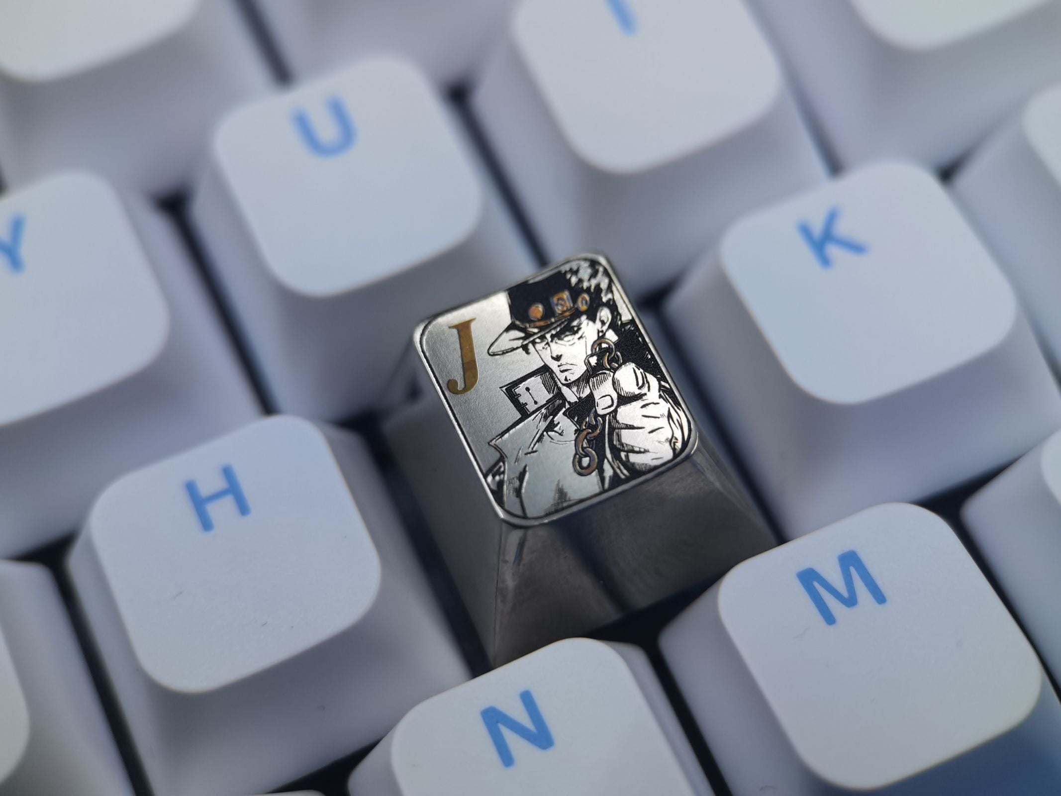 JoJo's Bizarre Adventure J Key Position - Premium Titanium Alloy Carved Keycaps for Mechanical Keyboards | Personalized & Decorative Gaming Keycaps for Anime Fans | Perfect for Custom Keyboard Builds & Gift Giving