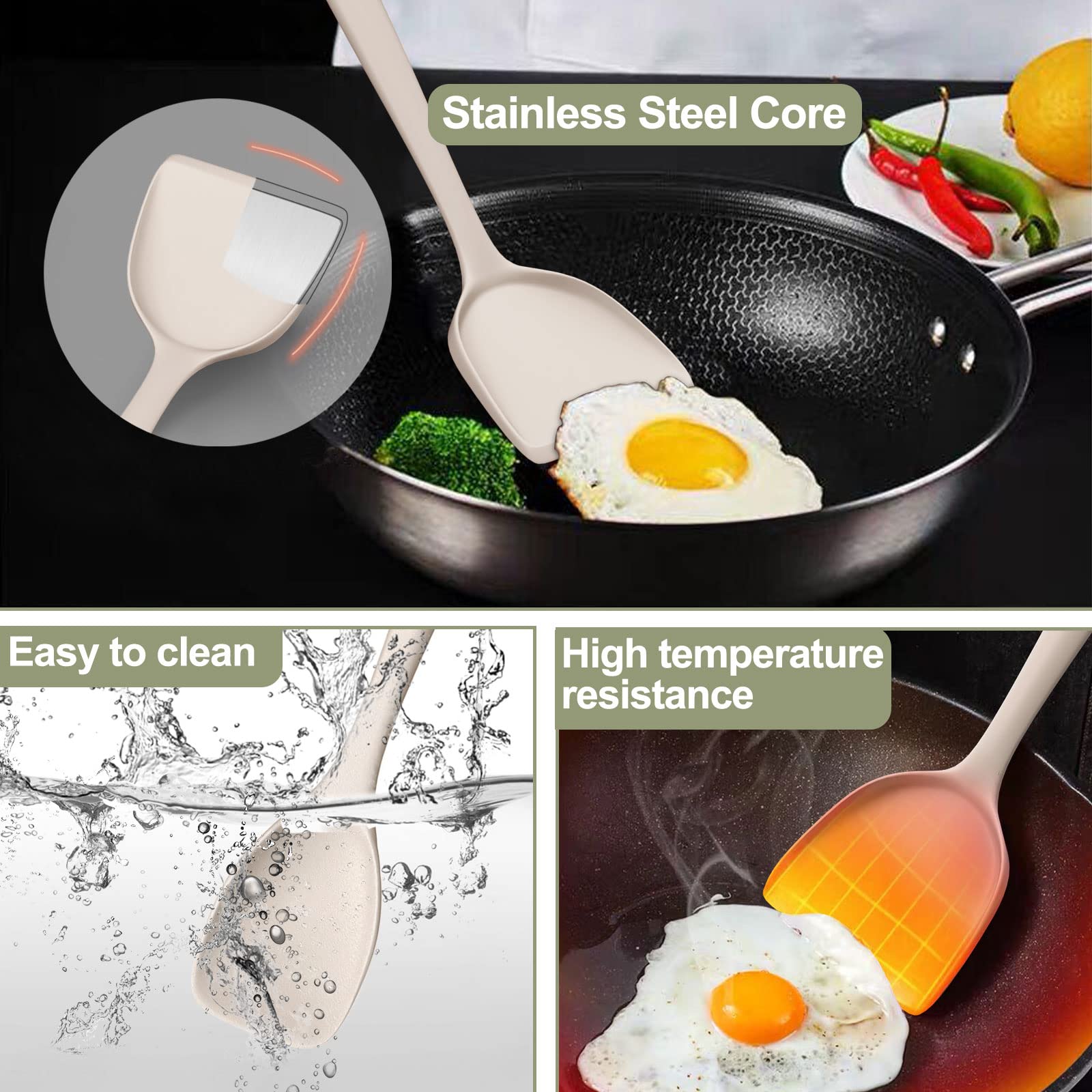 Fungun 25-Piece Silicone Kitchen Utensil Set - Heat Resistant Spatula, Spoon, Turner & Tongs for Nonstick Cookware | BPA Free & Dishwasher Safe | Perfect for Baking, Cooking & Everyday Kitchen Use