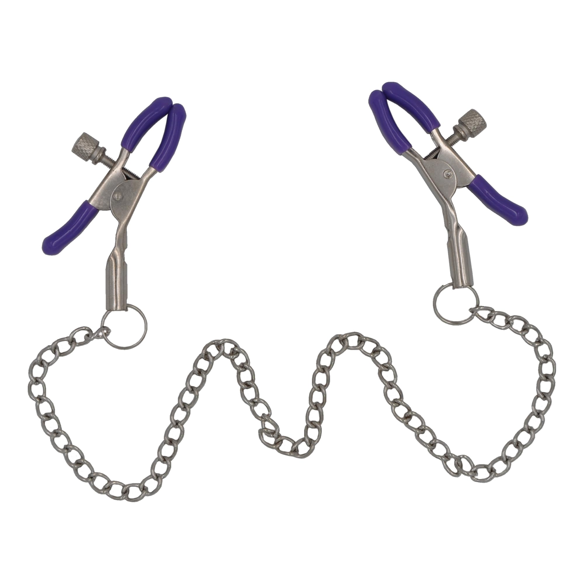 Stainless Steel Adjustable Non-Piercing Nipple Clamps for Women - Stylish Faux Body Jewelry with Chain Necklace - Perfect for BDSM, Sensual Play & Fashion Accessories