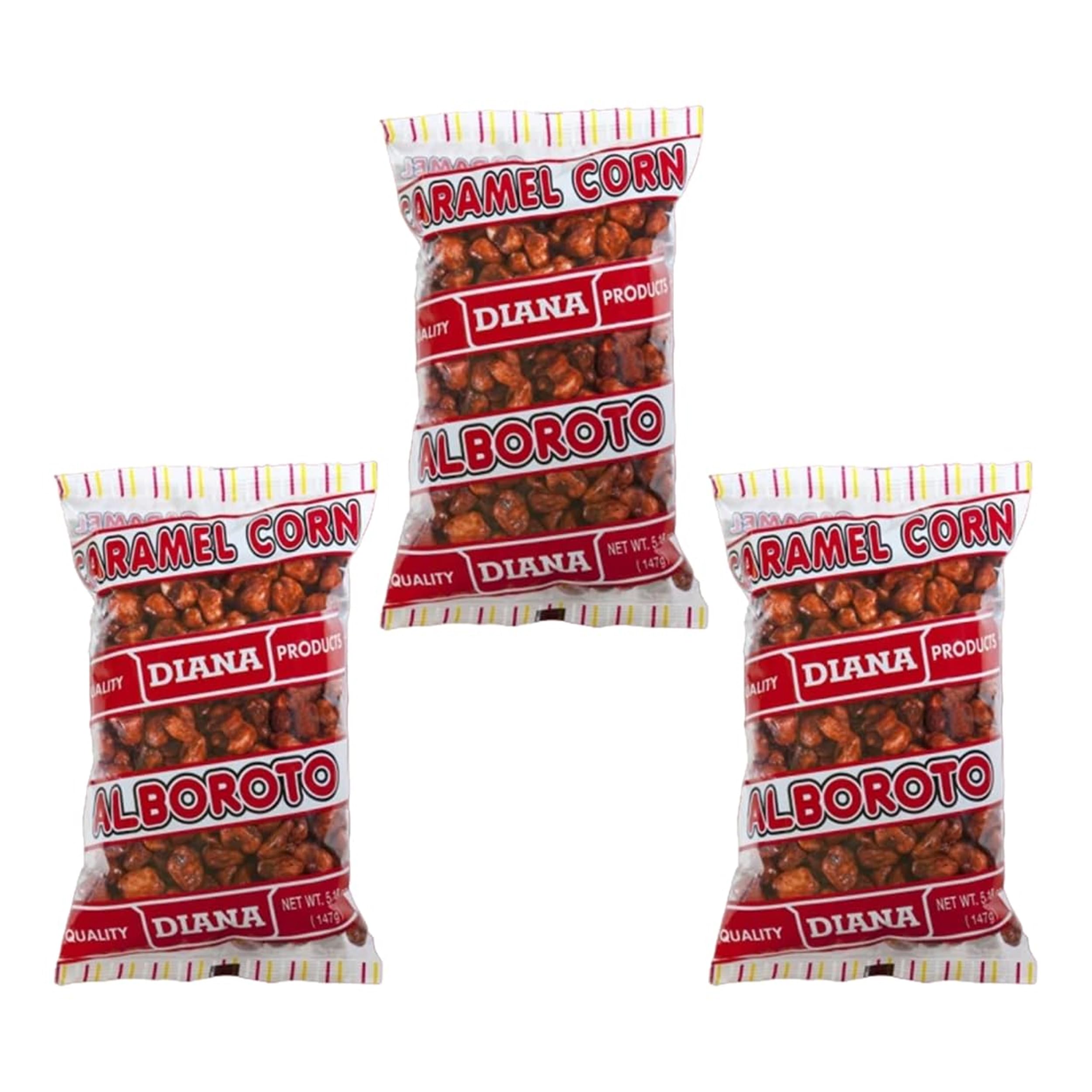 Diana Alboroto Caramel Flavored Corn Snacks - Crunchy, Healthy & Kosher Non-GMO Snack - 5.18oz (Pack of 3) - Perfect for Movie Nights, Parties & On-the-Go Snacking