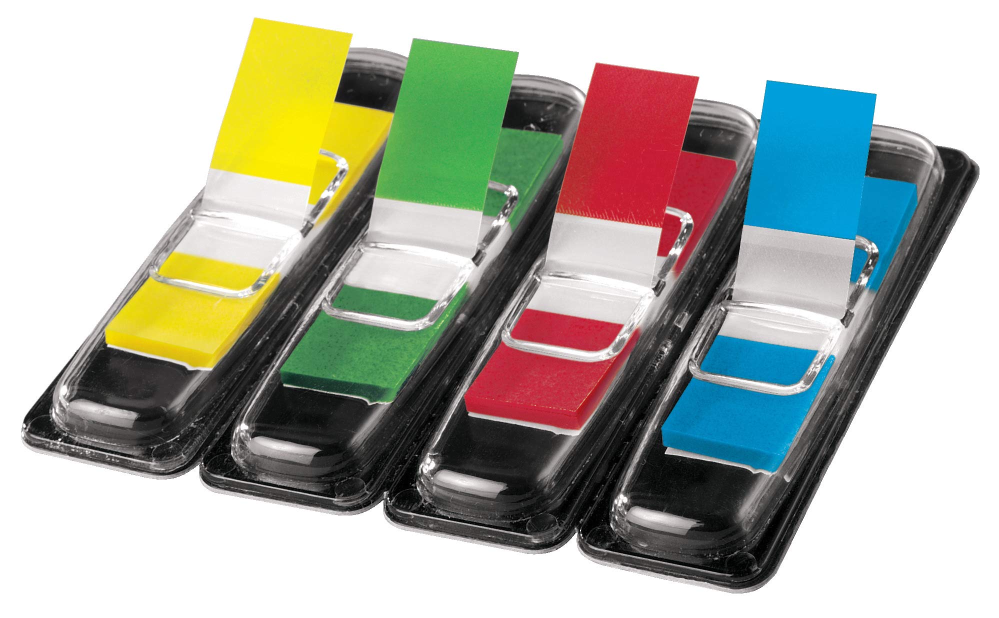 HN495 Transparent Sticky Page Markers with Colored Tips - 144 Removable Index Tab Flags, 0.47 x 1.69 inches - Convenient Separable Dispenser for Books, Files & Office Organization