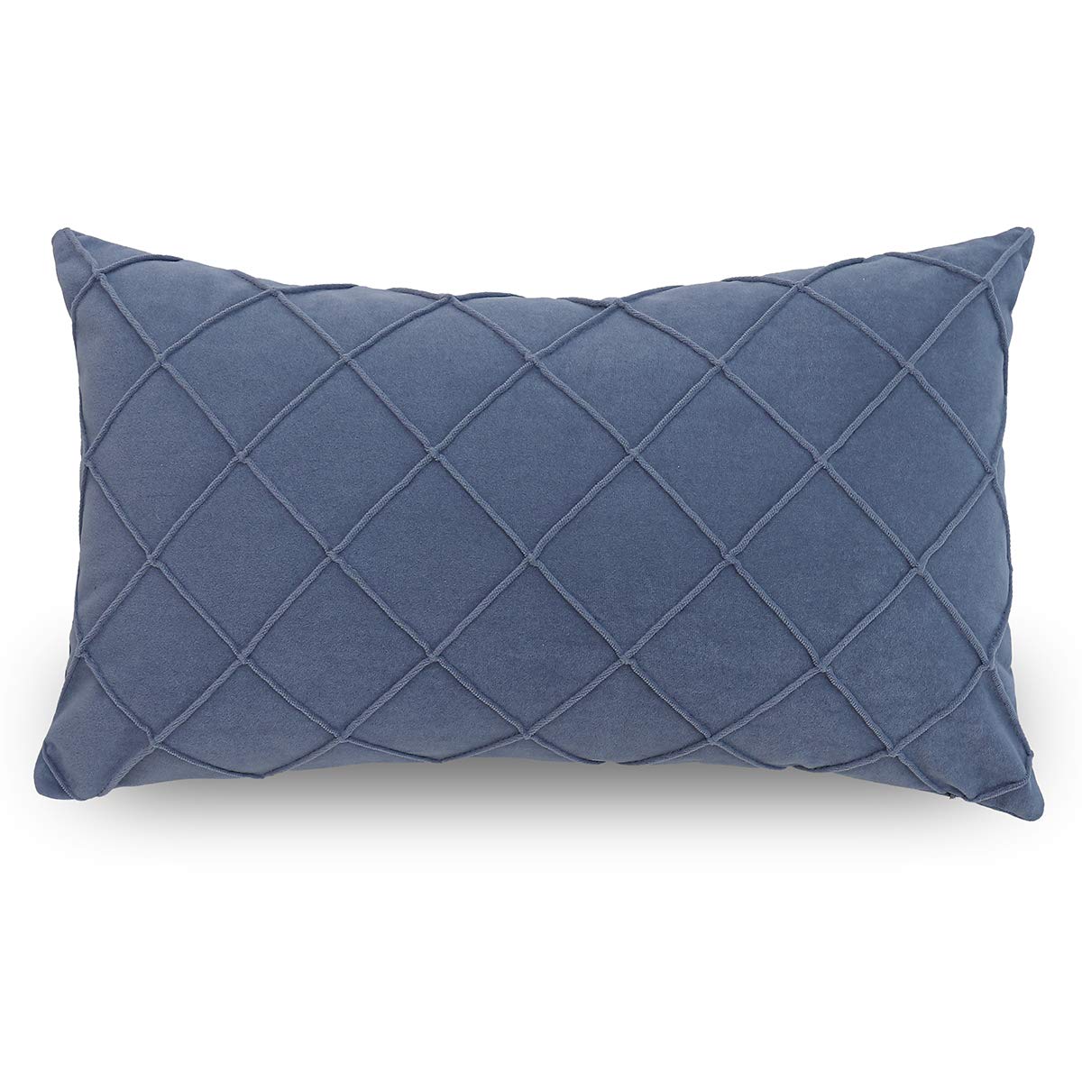 PLWORLD Blue Lumbar Pillow Cover 12x20 Inch - Soft Velvet Decorative Throw Pillow Case for Couch, Bed & Sofa - Pleated Design, 1PC Cover Only (No Insert) - Perfect for Home Decor, Living Room & Bedroom Accents