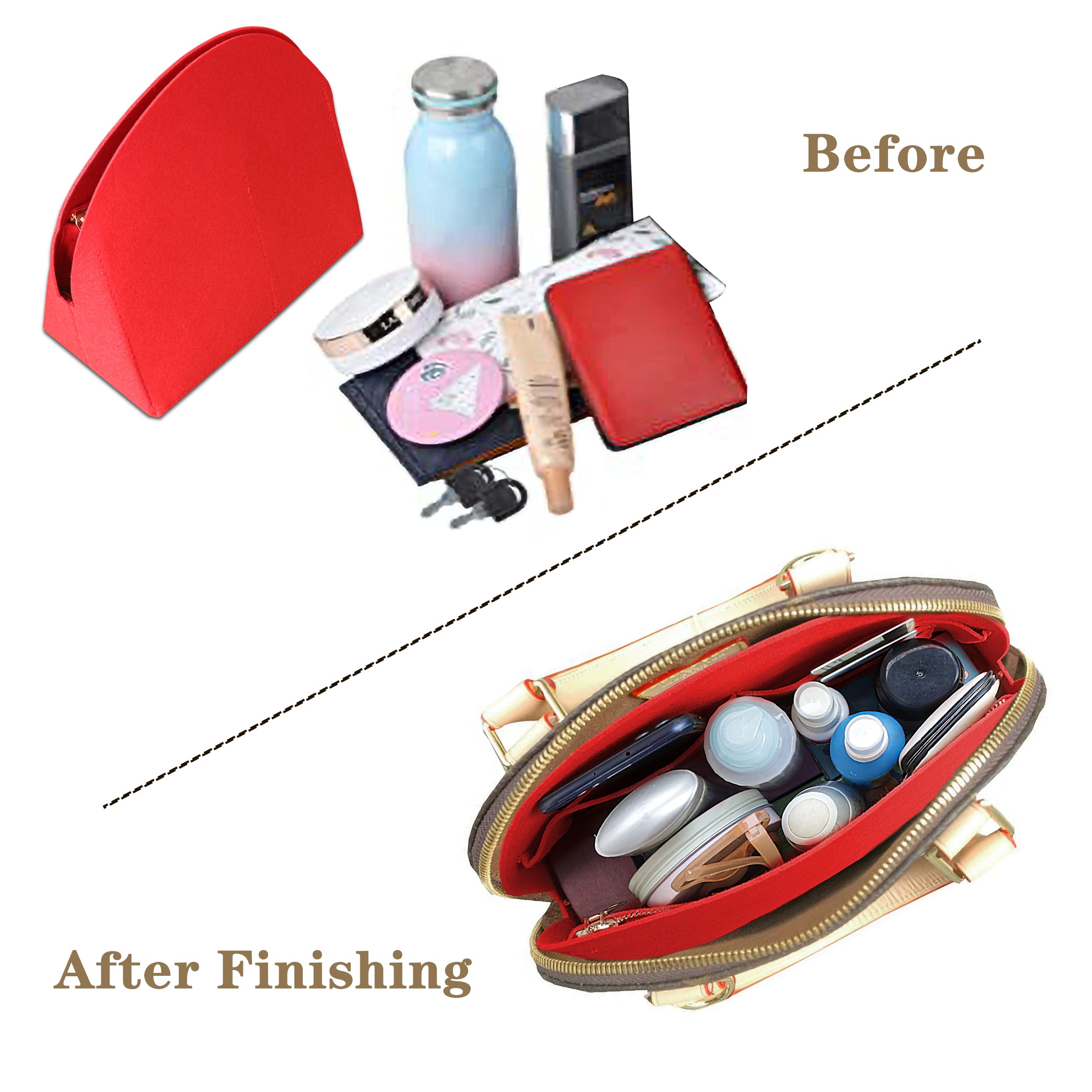 MISIXILE Felt Purse Organizer Insert for Louis Vuitton Alma BB PM - Premium Handbag Organizer for Women (Red) - Perfect for Travel, Work & Daily Use