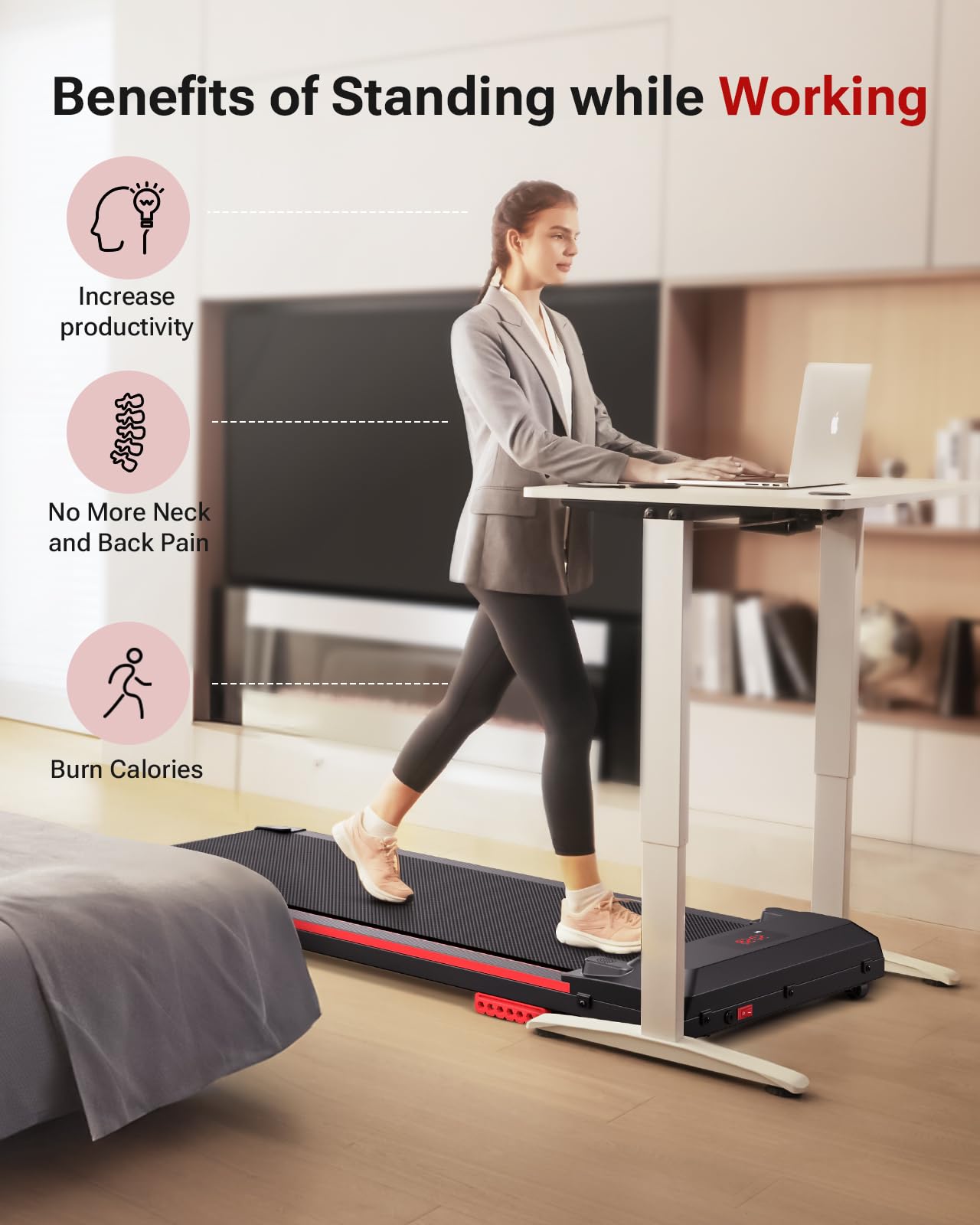 UREVO 2-in-1 Under Desk Treadmill & Walking Pad - Portable Electric Treadmill with Remote Control & LED Display for Home Office Use - Perfect for Work from Home, Small Spaces & Low-Impact Exercise