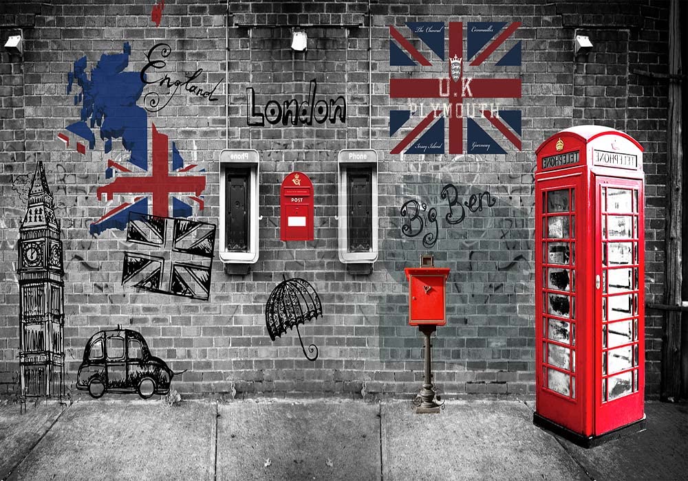 10x7FT London Big Ben Wedding Backdrop with Telephone Booth Graffiti - Vinyl Photography Background for Birthday, Cake Smash, Valentine's Day, Honeymoon & Photo Studio Props (BK3814) - Perfect for Wedding Receptions, Anniversary Parties, and Themed Photoshoots