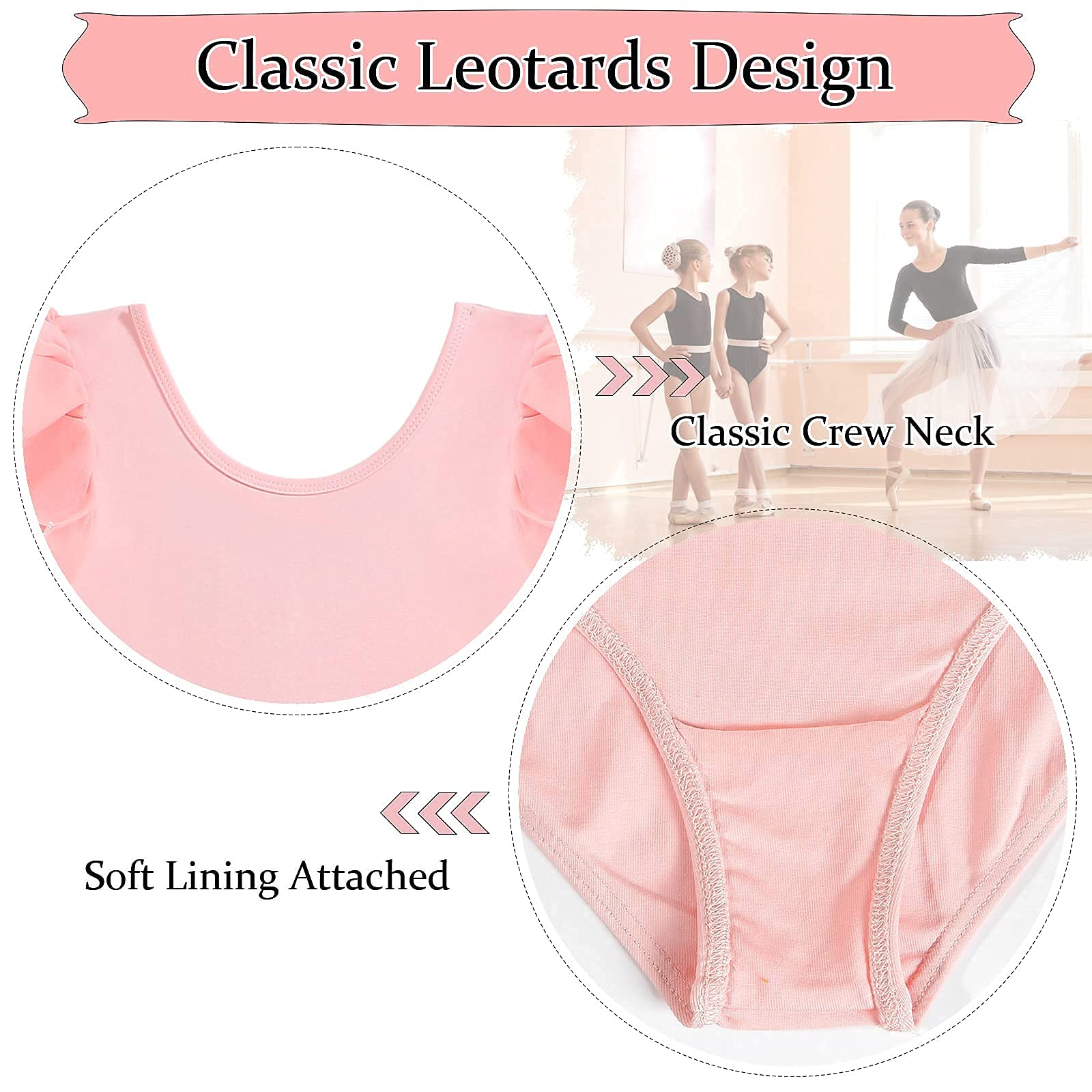 MERIABNY Girls Ballet Leotard with Ruffle Sleeves - Dance Outfits for Ballet, Gymnastics & Performance (Ages 3-9) - Perfect for Recitals, Classes & Dance Competitions