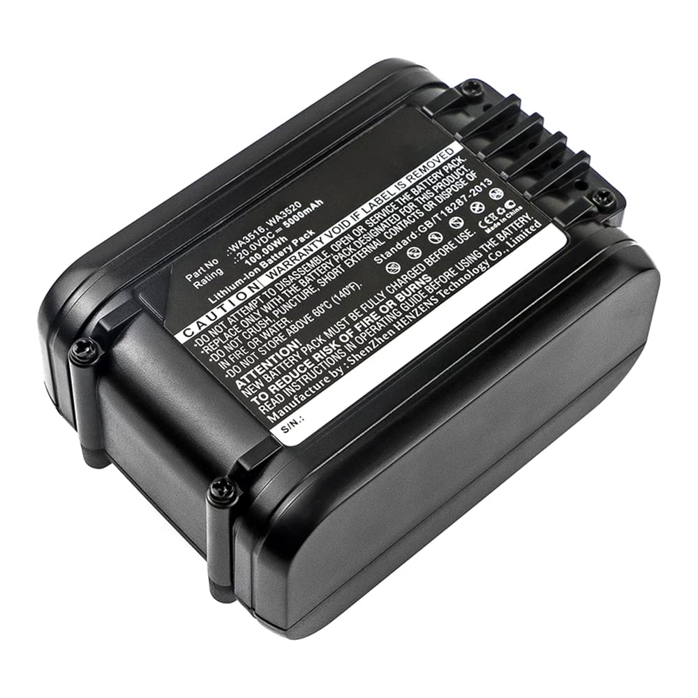Synergy Digital 20V 5000mAh Li-ion Replacement Battery for Worx WX508 & WA3551 Power Tools - Ultra High Capacity, Long-Lasting Performance for Drilling, Sawing, and DIY Projects