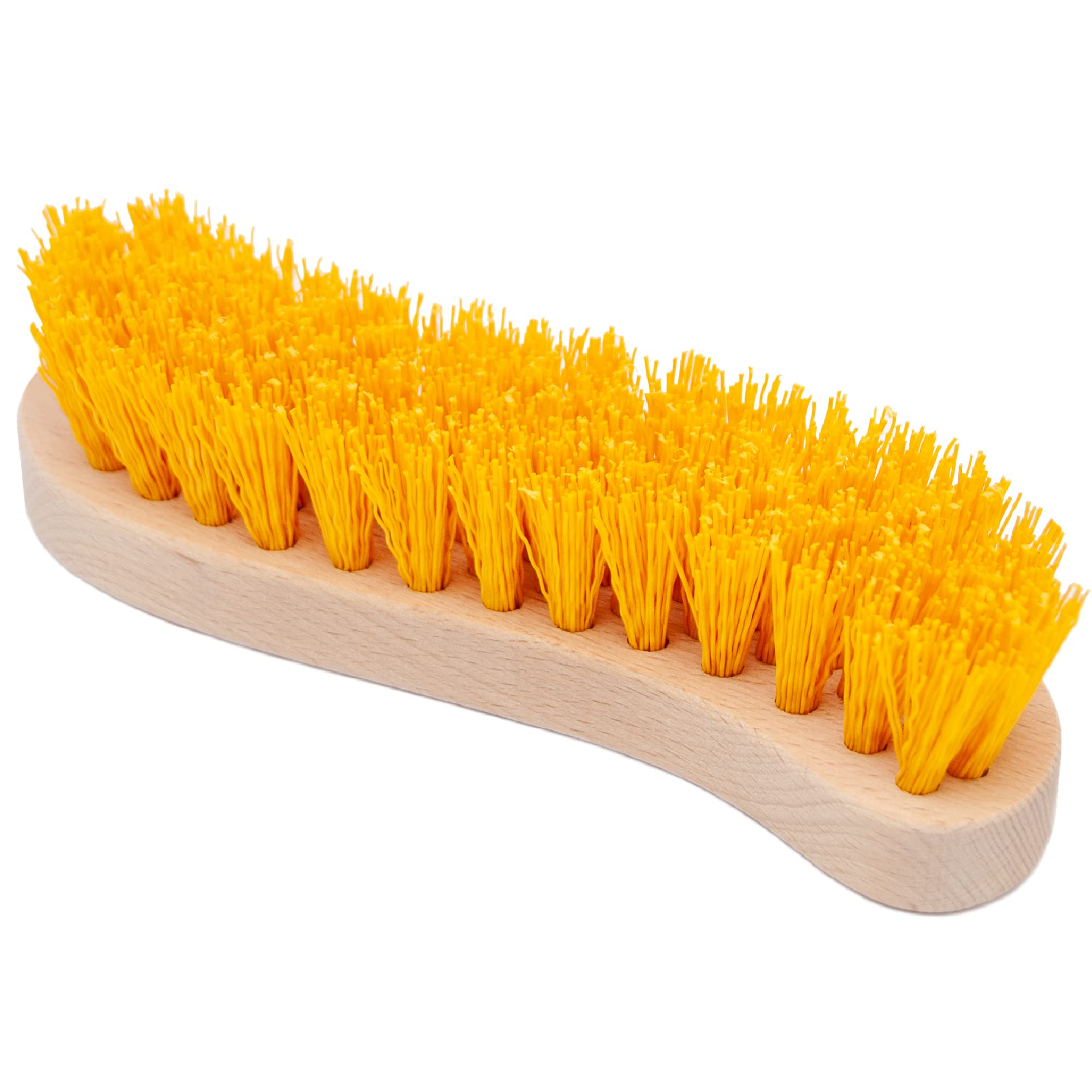 Heavy Duty Scrub Brush with Stiff Nylon Bristles - Deep Cleaning Brush for Indoor & Outdoor Use - Wooden Handle Scrubber for Boots, Floors, Tiles, and Grout - Durable Utility Hand Brush for Tough Stains