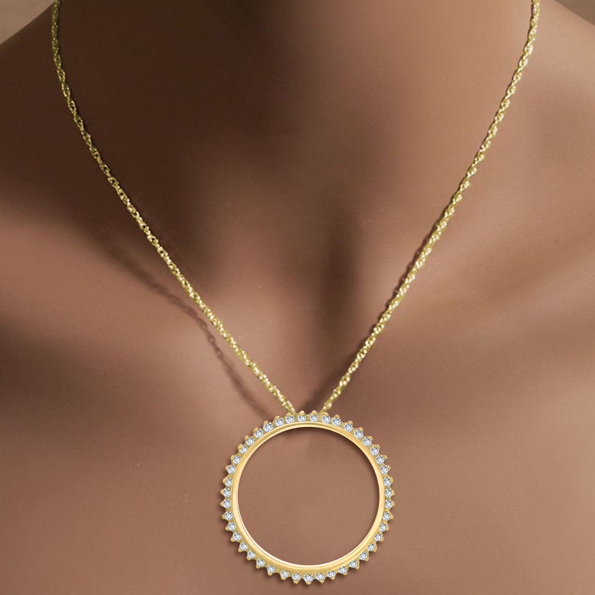 1.22cttw Circle of Life Diamond Pendant in 14k Yellow Gold - Elegant Jewelry Gift for Women, Perfect for Anniversaries, Birthdays & Special Occasions