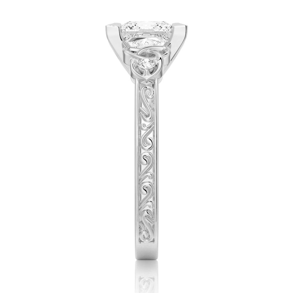 Vintage Celtic Knots Design Princess Cut Moissanite Engagement Ring - Elegant Wedding Jewelry for Her, Perfect Proposal Gift & Anniversary Present
