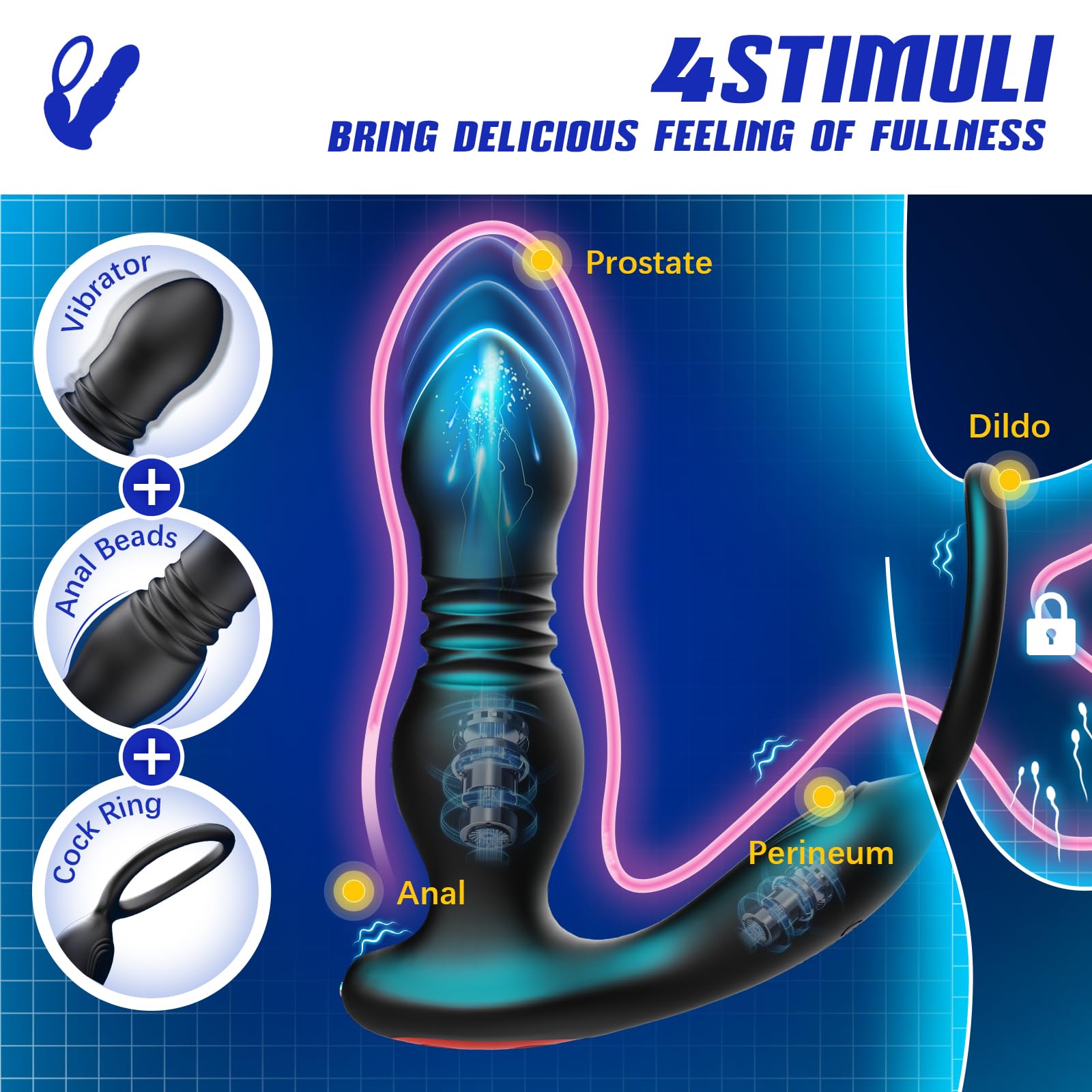 BEISAR Prostate Massager for Men - 7 Vibration Modes Anal Plug with Remote Control & Cock Ring - P-Spot Stimulator, Enema Toy for Couples & Solo Play - Perfect for Sensual Massage, Intimate Play and Wellness Therapy