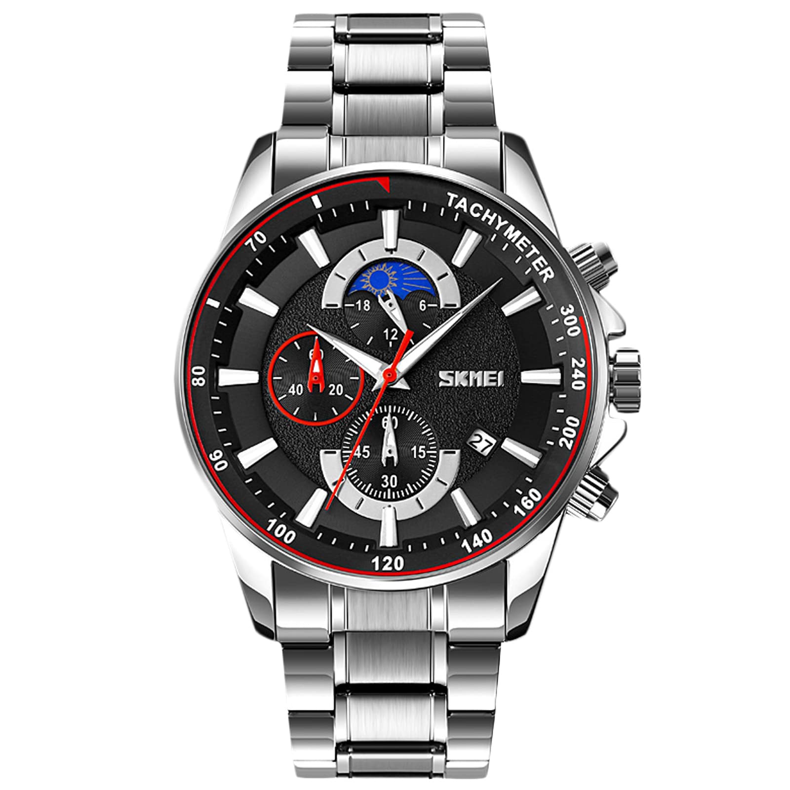 Waterproof Analog Quartz Watch for Men - Stainless Steel Bracelet, Fashion Chronograph - Perfect for Business, Casual & Outdoor Activities