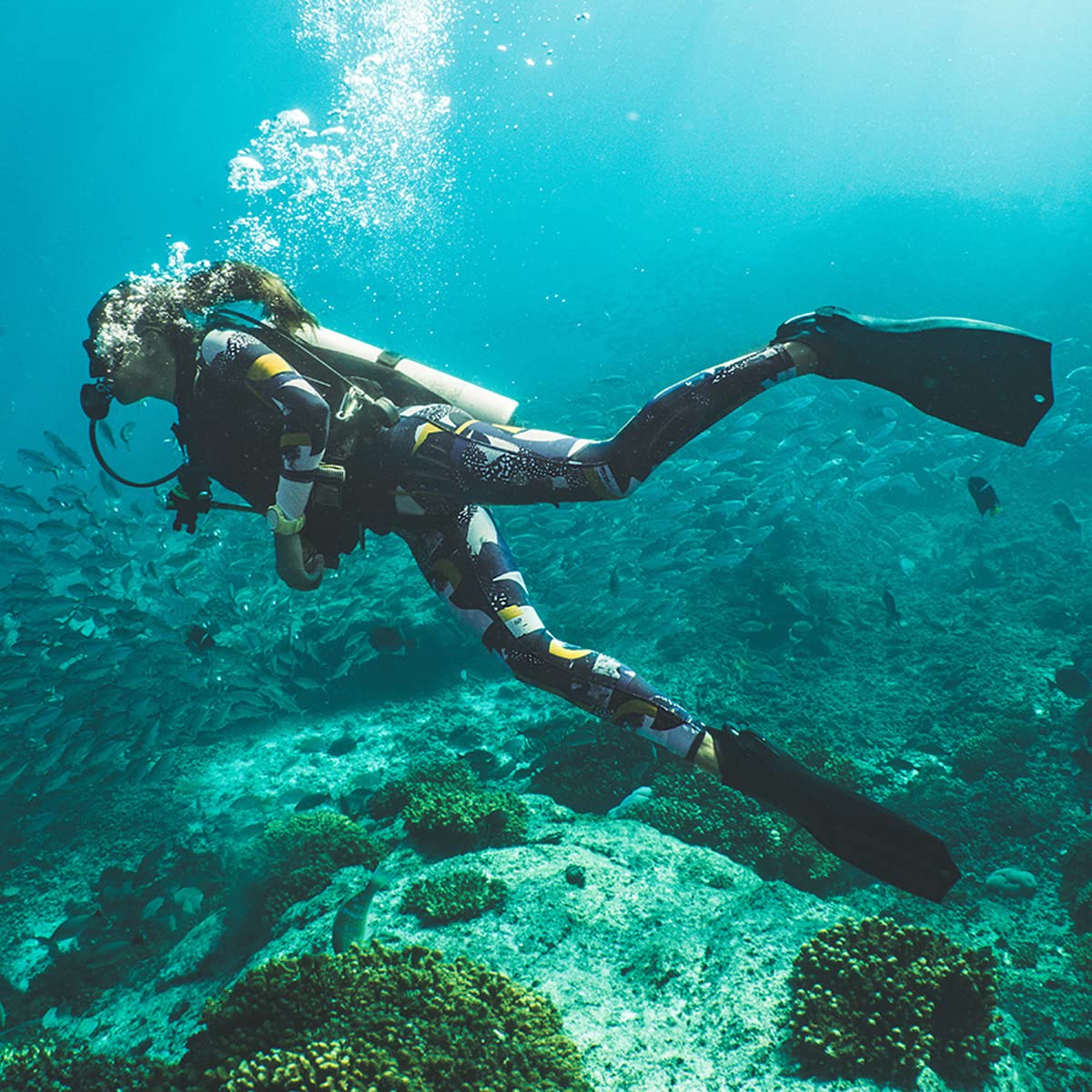 Fourth Element Women's Hydro Leggings - Midnight Pattern, Size US 6 | High-Performance Swim Leggings for Scuba Diving, Surfing & Water Sports